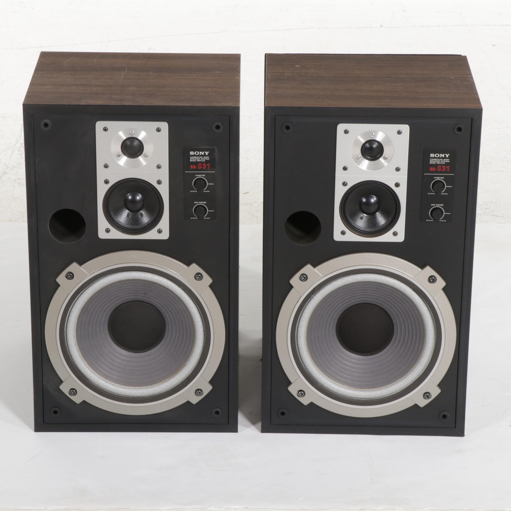 Pair of Sony SS-S31 Carbocon 3-Way Speakers, Late 20th Century