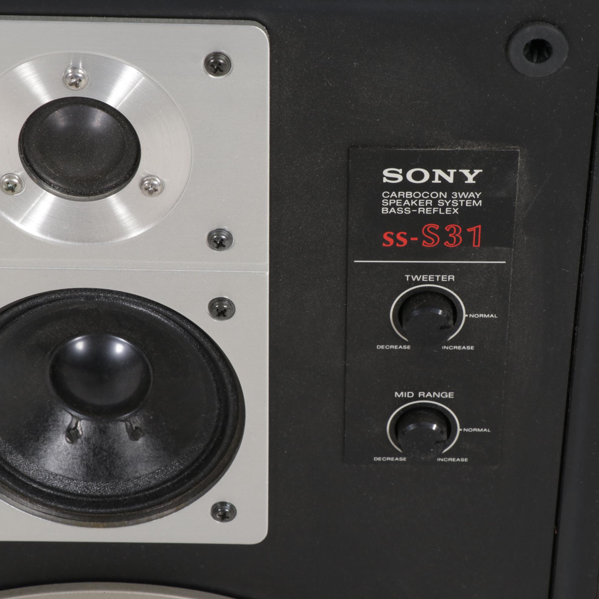 Pair of Sony SS-S31 Carbocon 3-Way Speakers, Late 20th Century