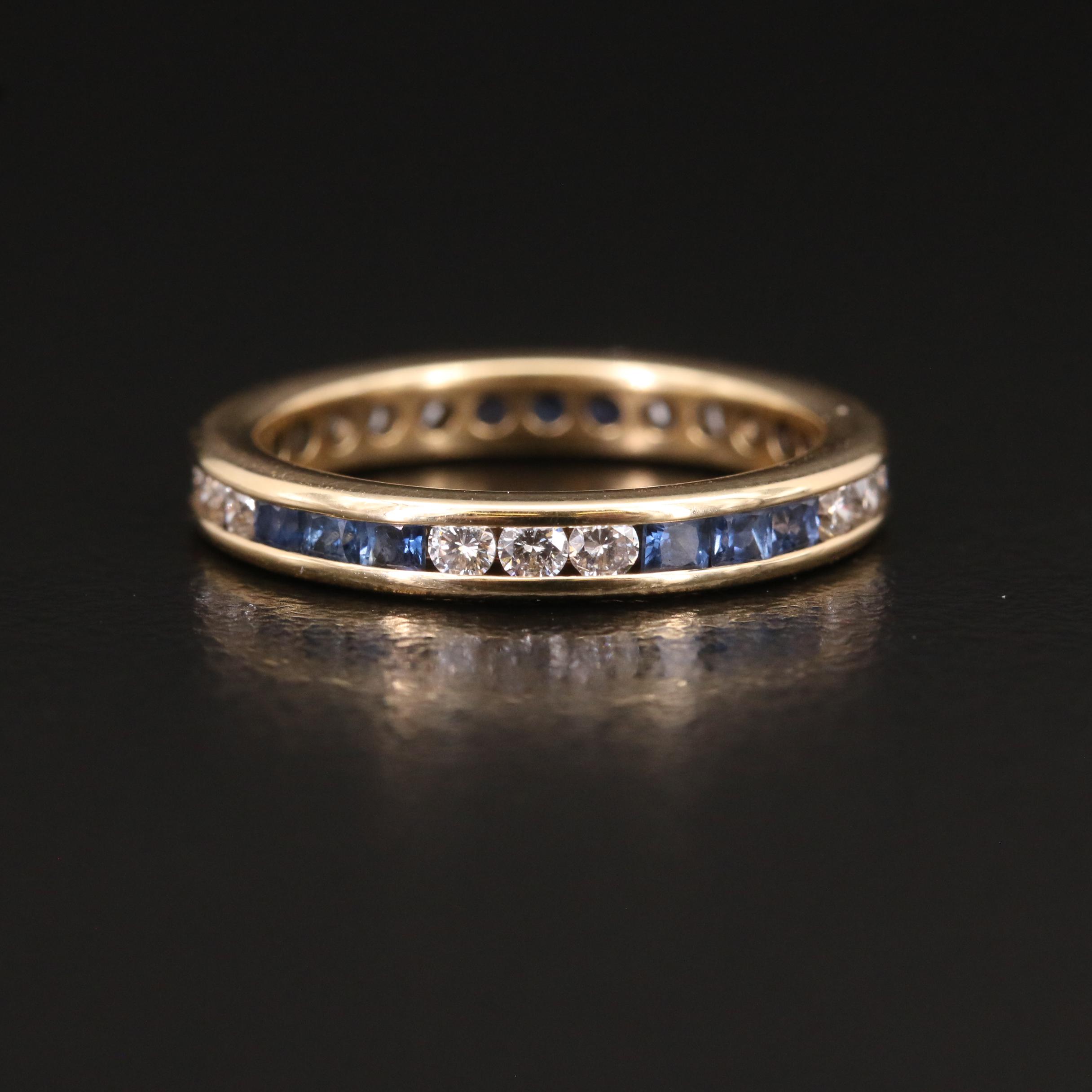 18K Diamond and Sapphire Eternity Band