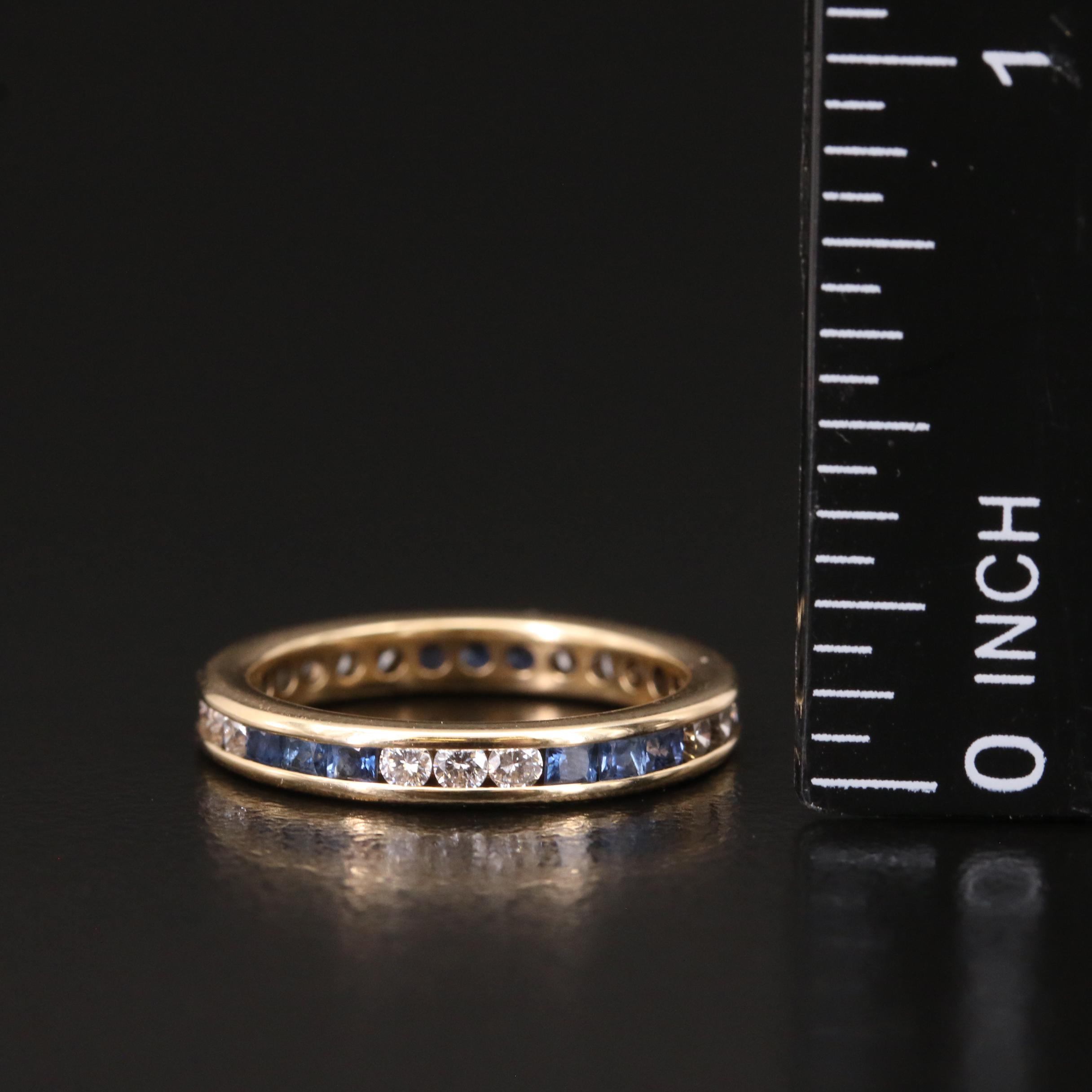 18K Diamond and Sapphire Eternity Band