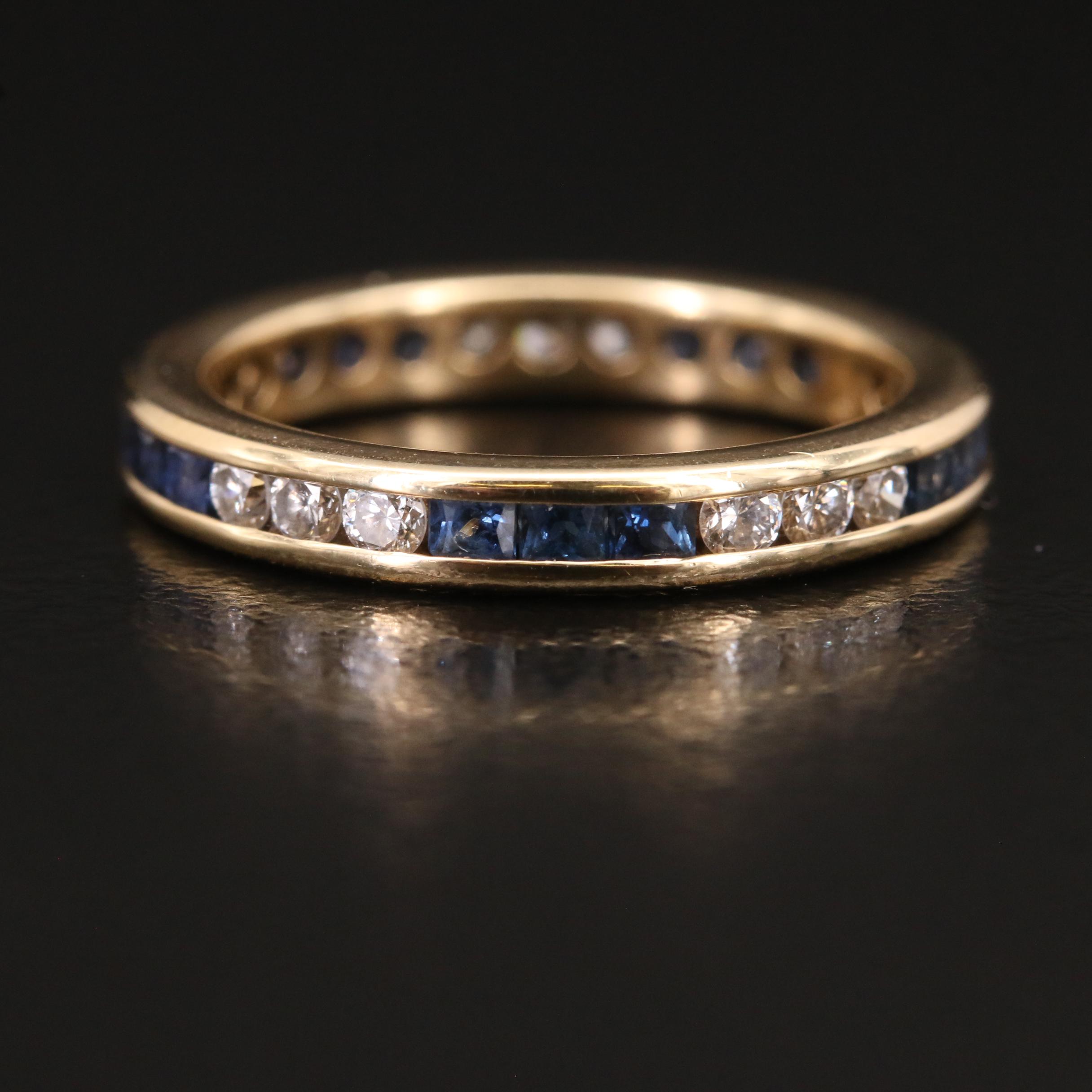 18K Diamond and Sapphire Eternity Band