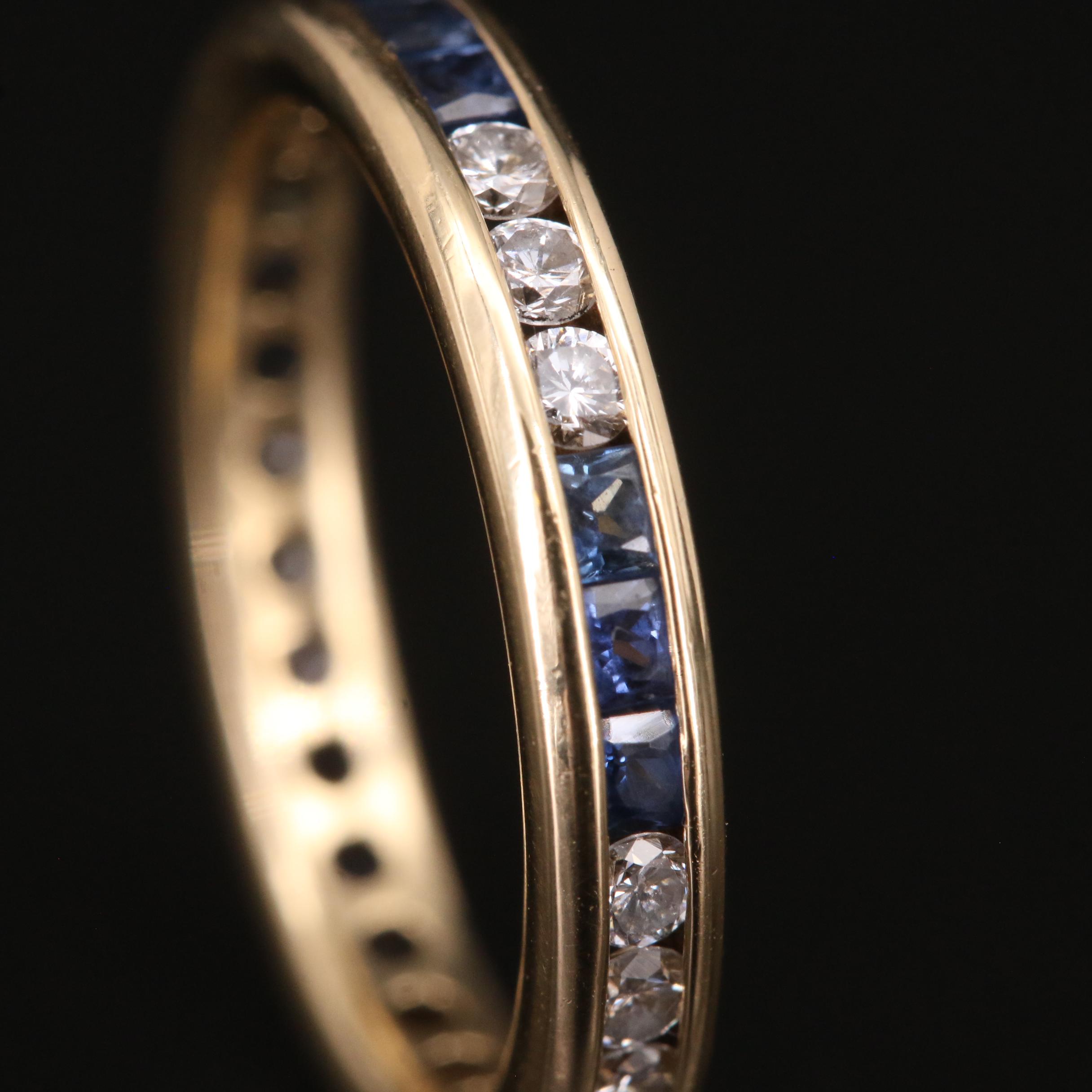 18K Diamond and Sapphire Eternity Band