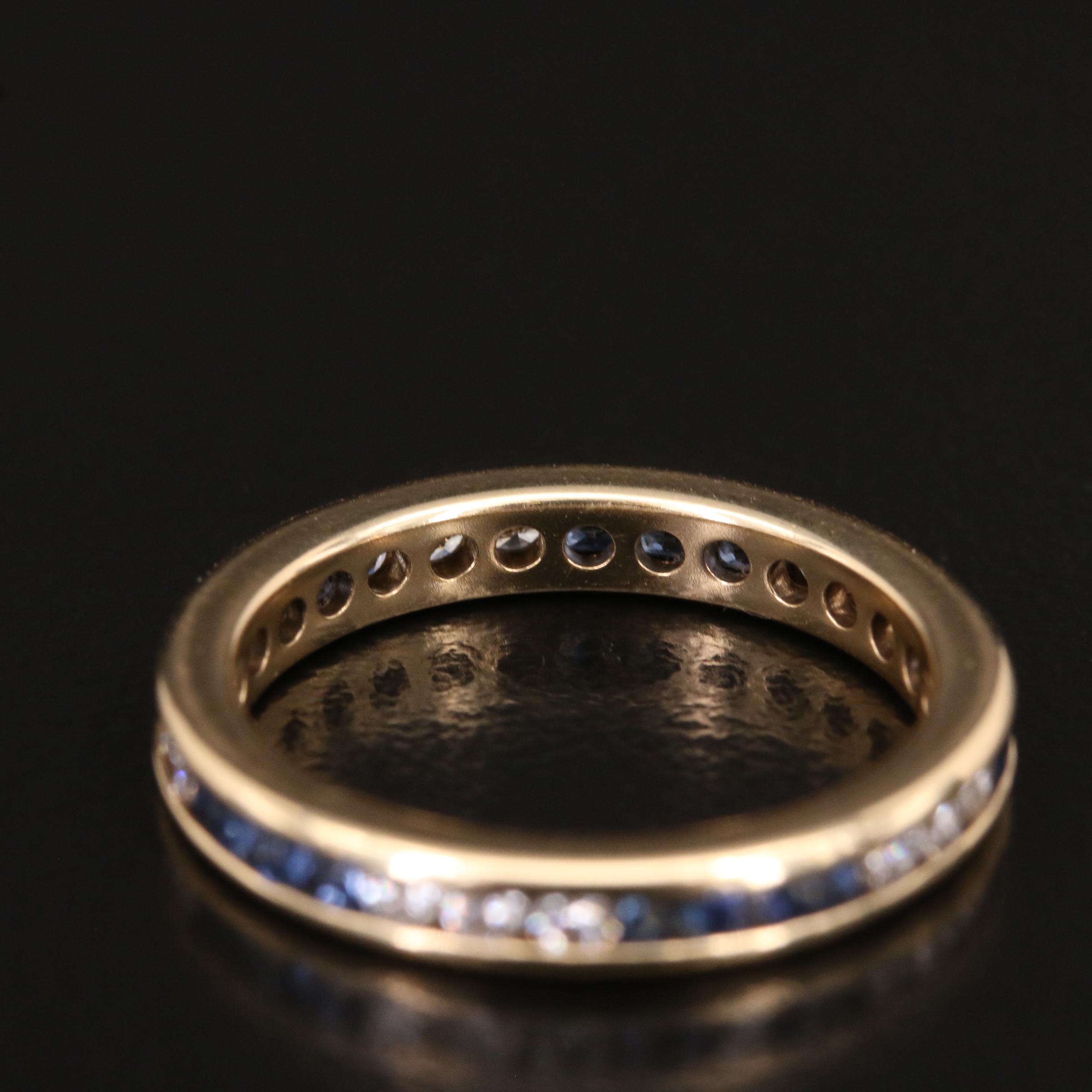 18K Diamond and Sapphire Eternity Band