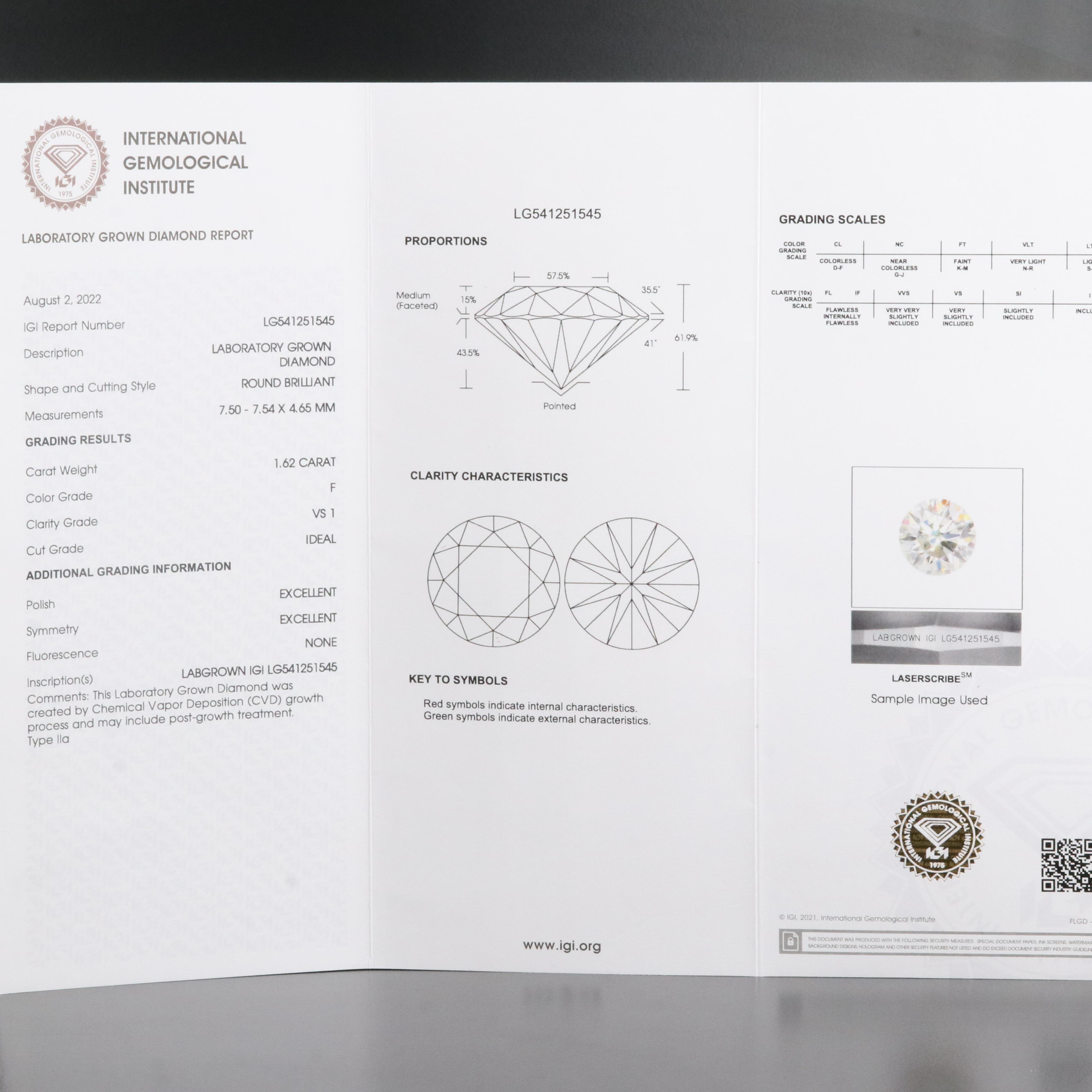 Platinum 3.24 CTW Lab Grown Diamond Stud Earrings with IGI Reports