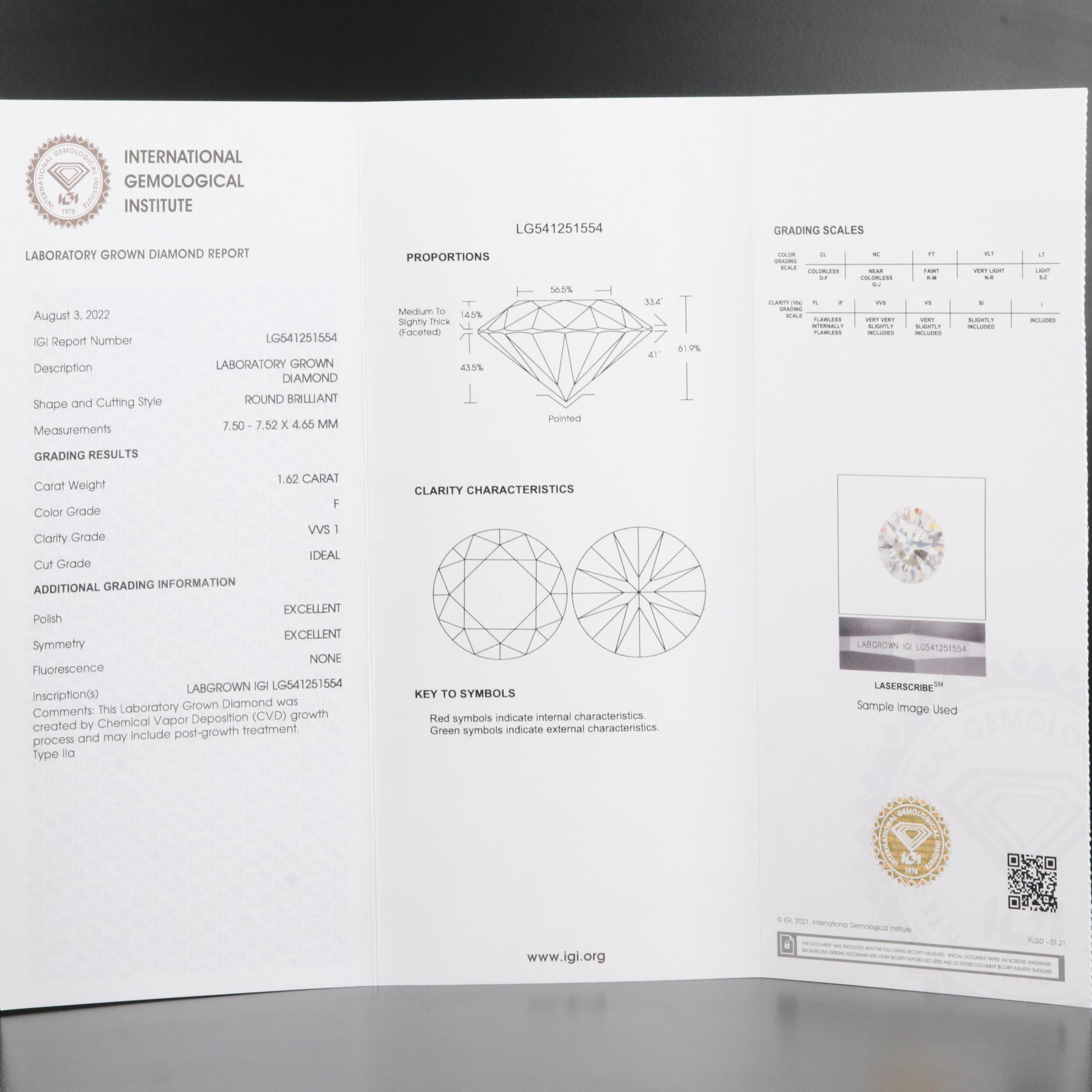 Platinum 3.24 CTW Lab Grown Diamond Stud Earrings with IGI Reports