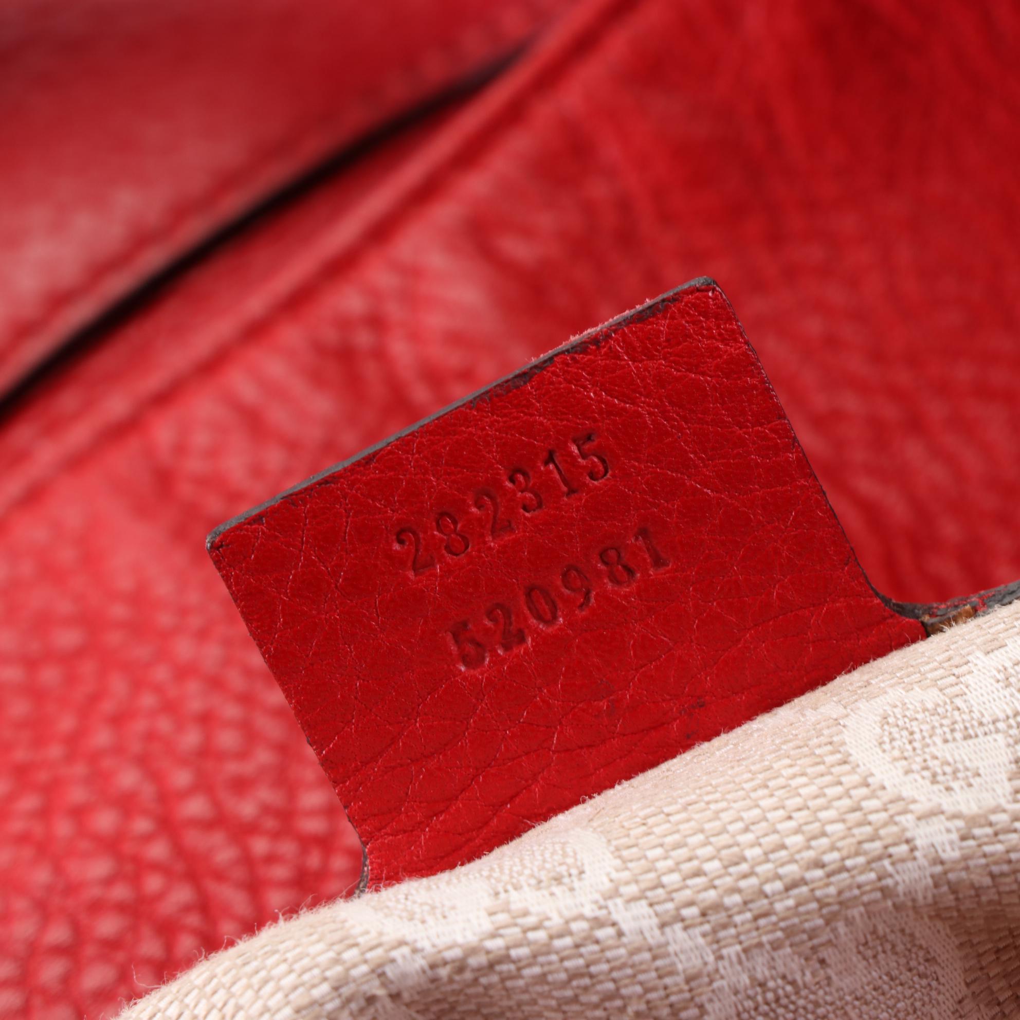 Gucci Bamboo Large Hobo Bag in Red Leather with Detachable Shoulder Strap