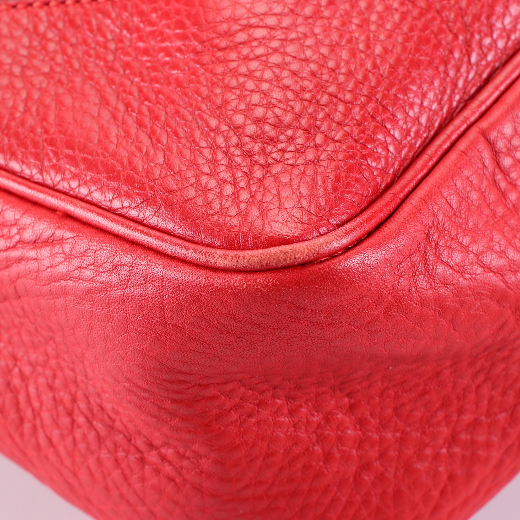 Gucci Bamboo Large Hobo Bag in Red Leather with Detachable Shoulder Strap