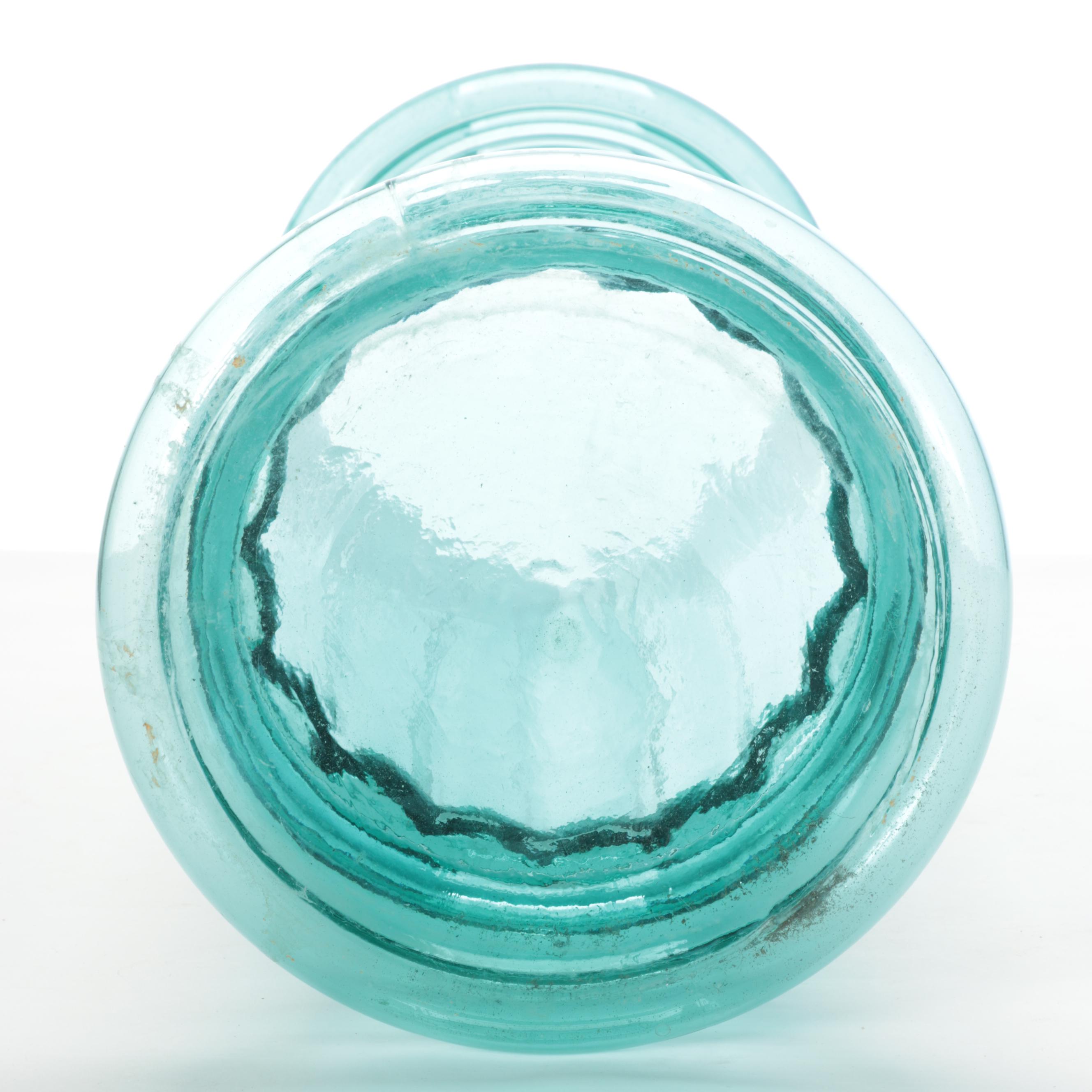 Mold Blown Teal Glass Column / Vase