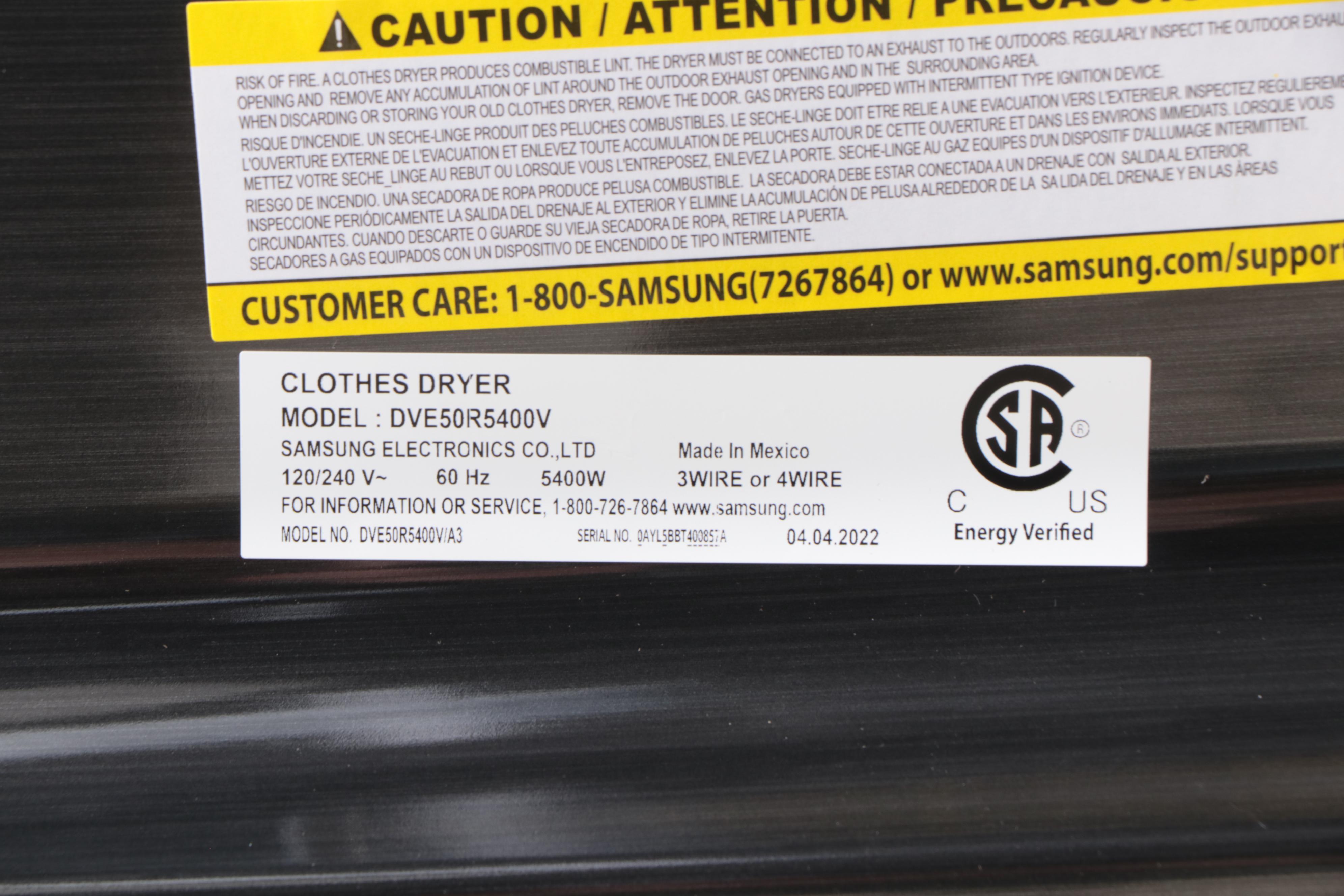 Samsung 7.4 Cu. Ft. Black Stainless Steel Electric Dryer with Steam Sanitize+