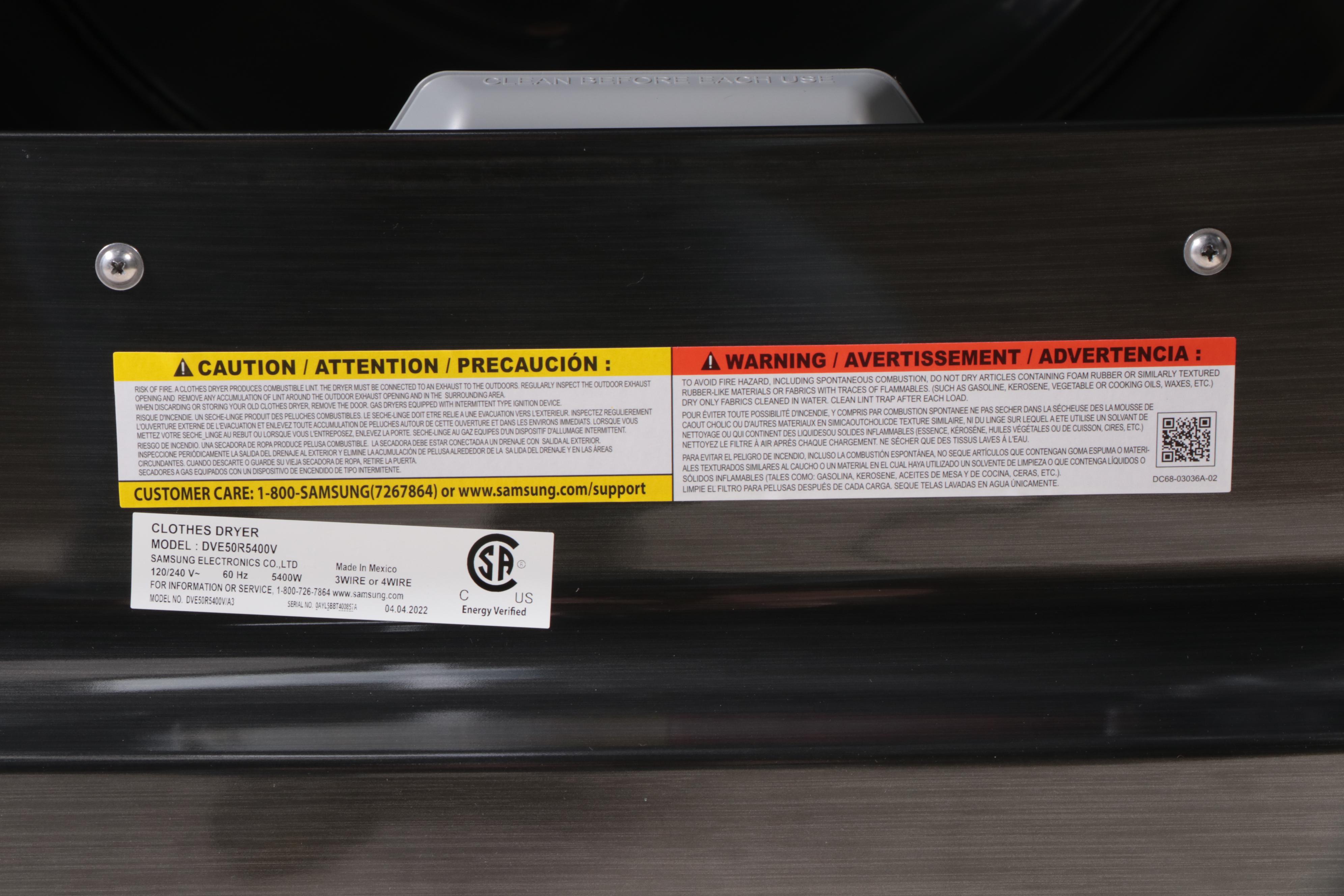 Samsung 7.4 Cu. Ft. Black Stainless Steel Electric Dryer with Steam Sanitize+