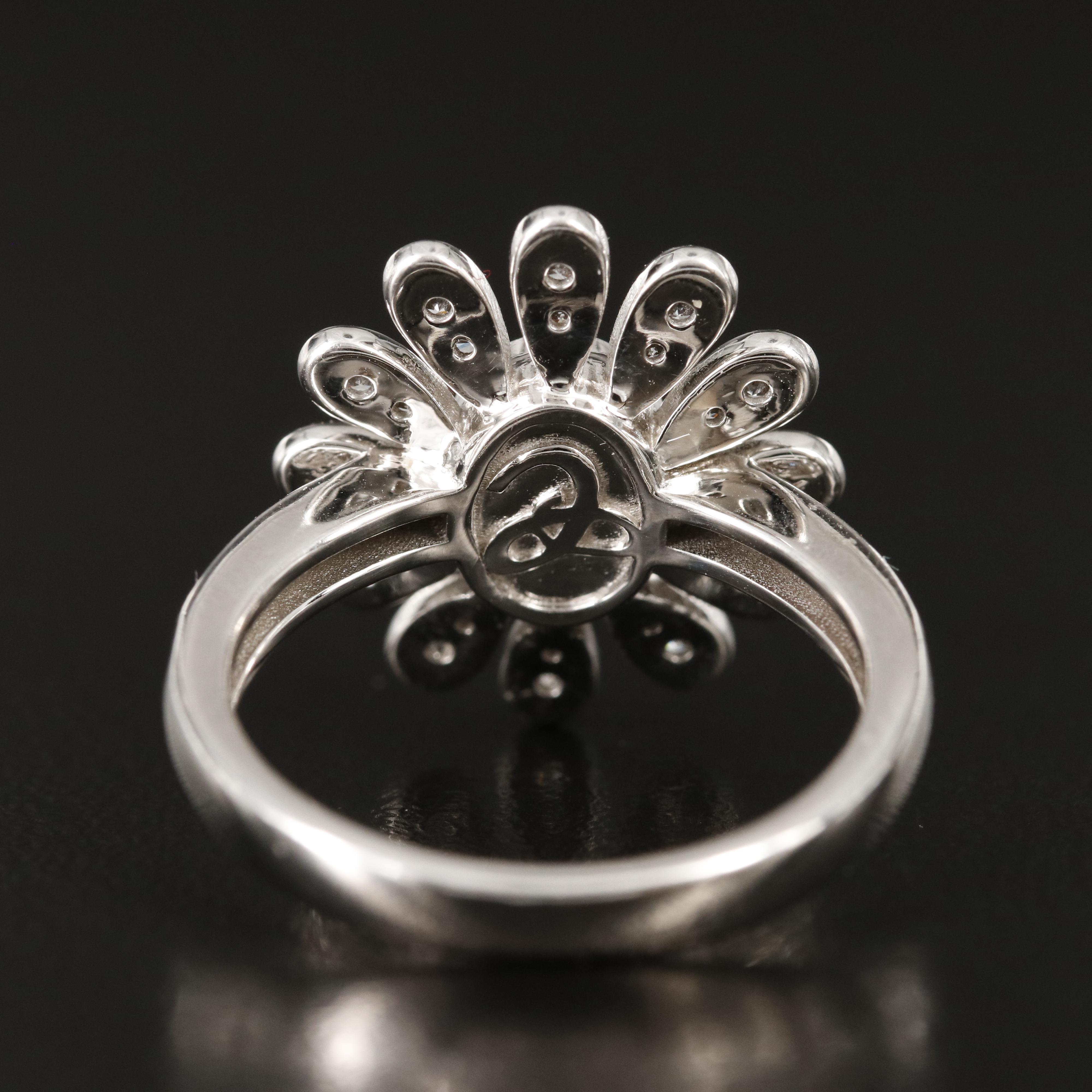 Chromia Jewelry 18K Cat's Eye Chrysoberyl and Diamond Flower Ring