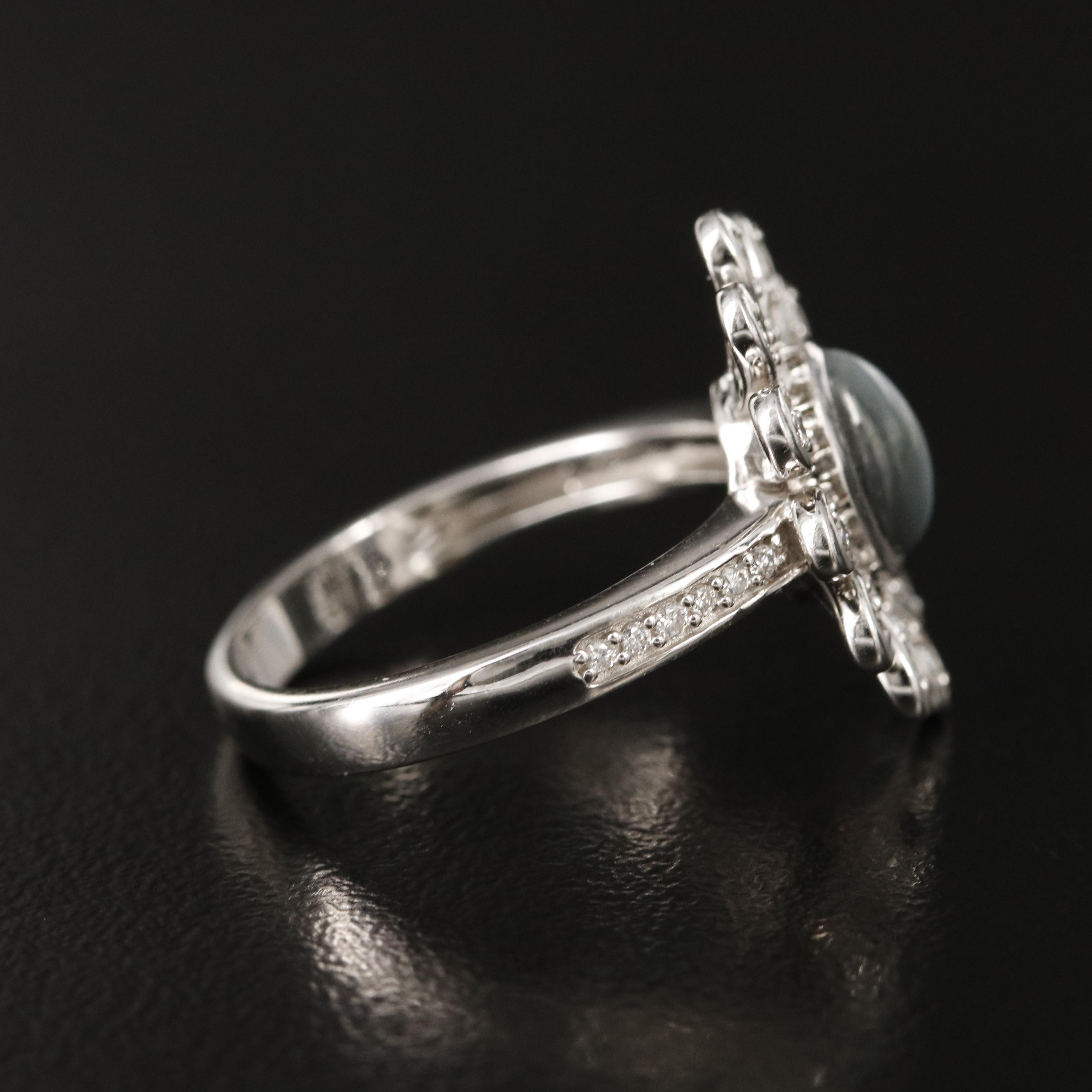 Chromia Jewelry 18K Cat's Eye Chrysoberyl and Diamond Flower Ring