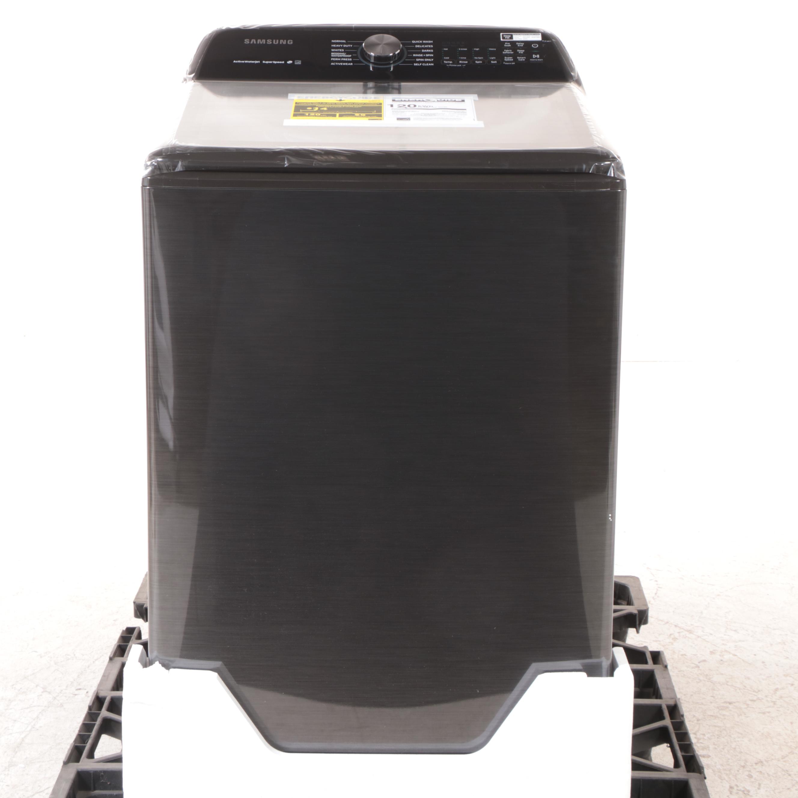 Samsung 5.0 Cu. Ft.  Black Stainless Steel Top Load Washer with Super Speed