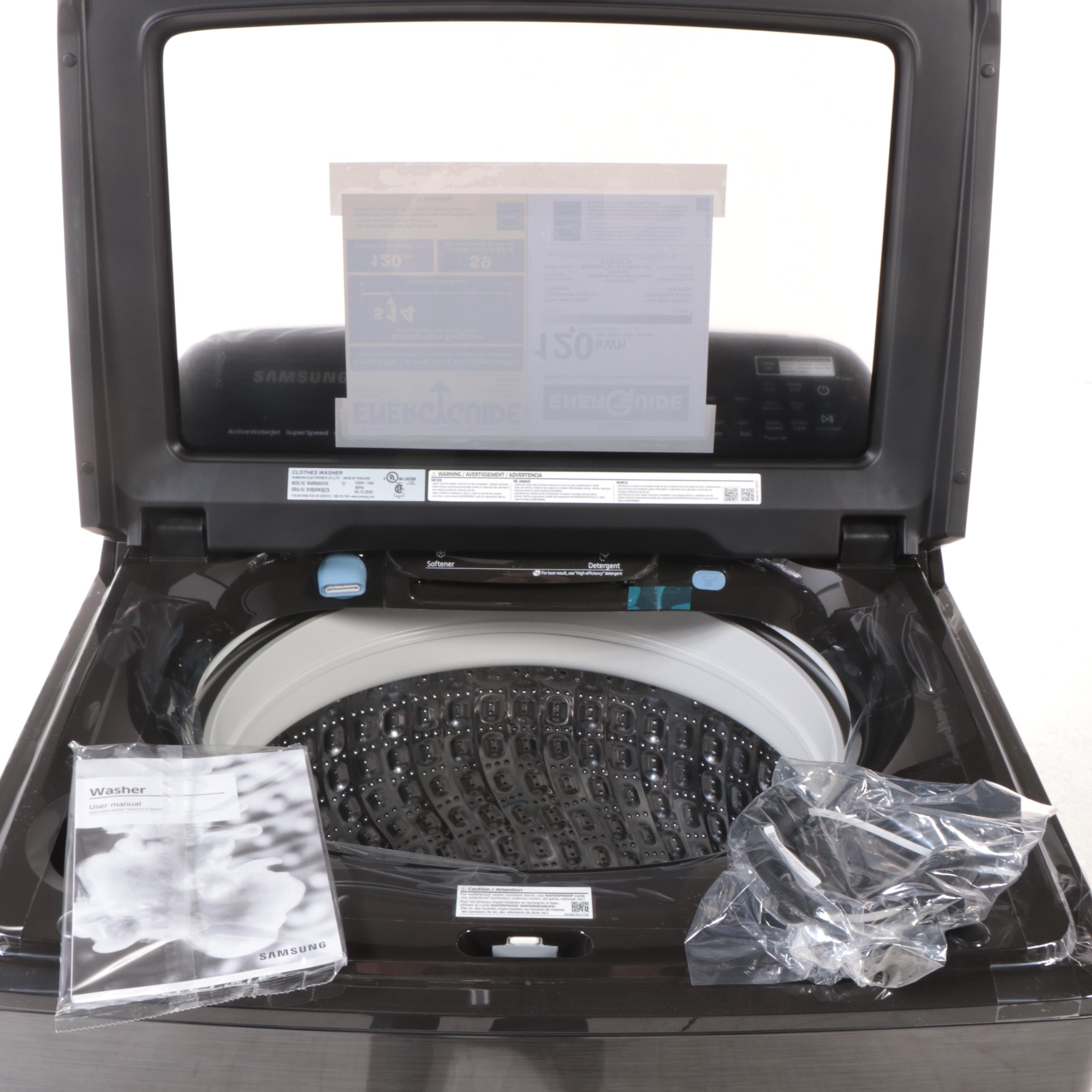 Samsung 5.0 Cu. Ft.  Black Stainless Steel Top Load Washer with Super Speed