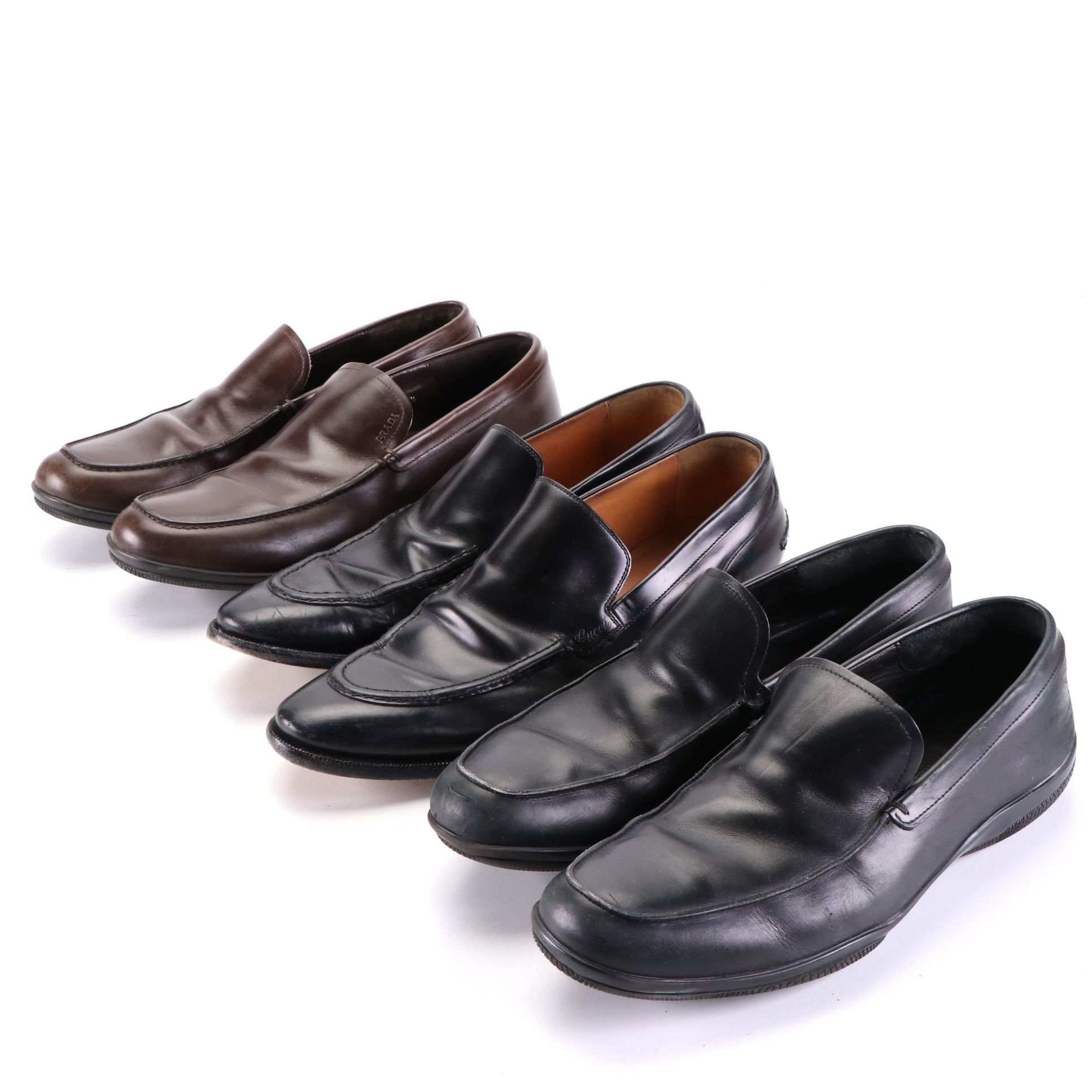 Men's Gucci and Prada Sport Leather Loafers