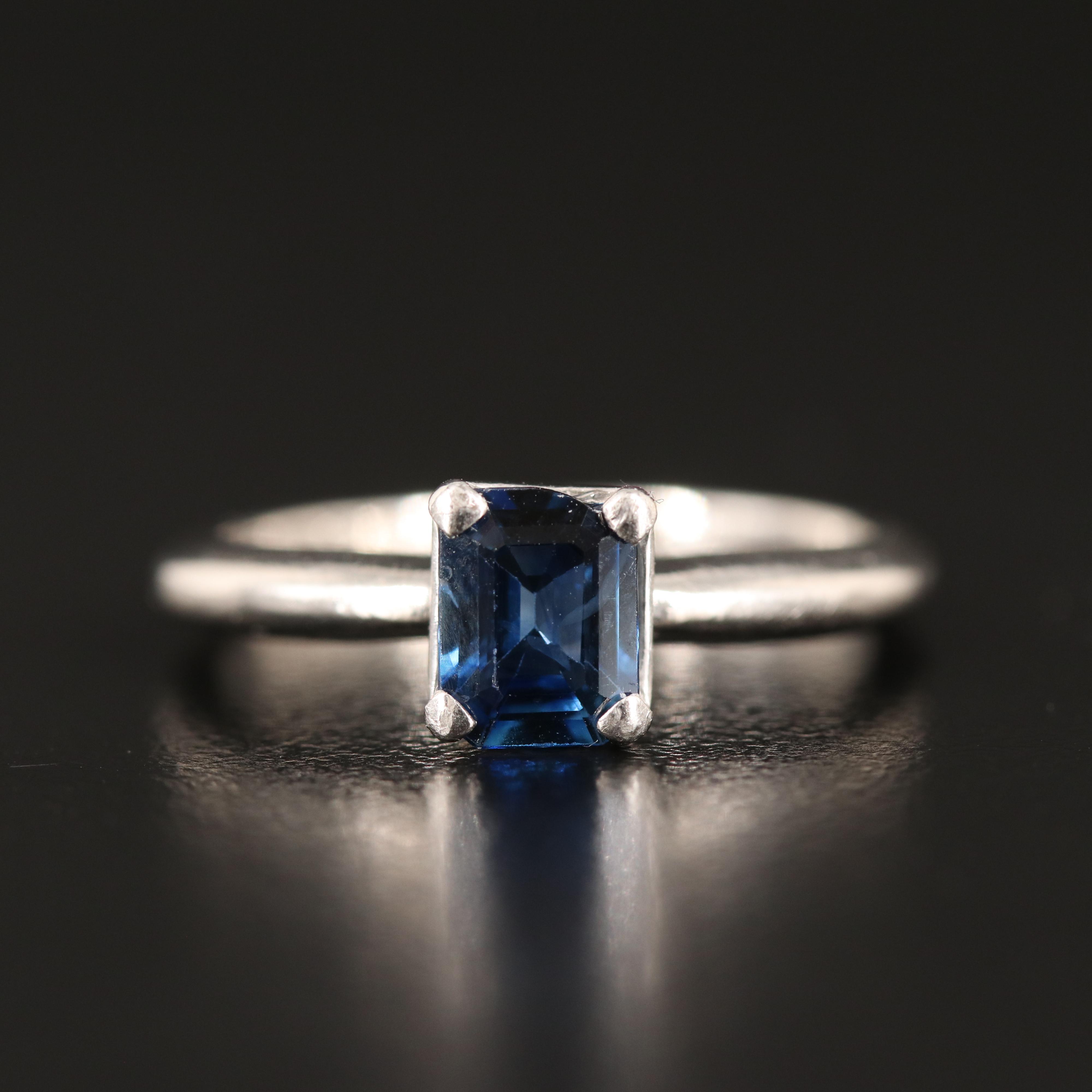 Platinum Sapphire Solitaire Ring