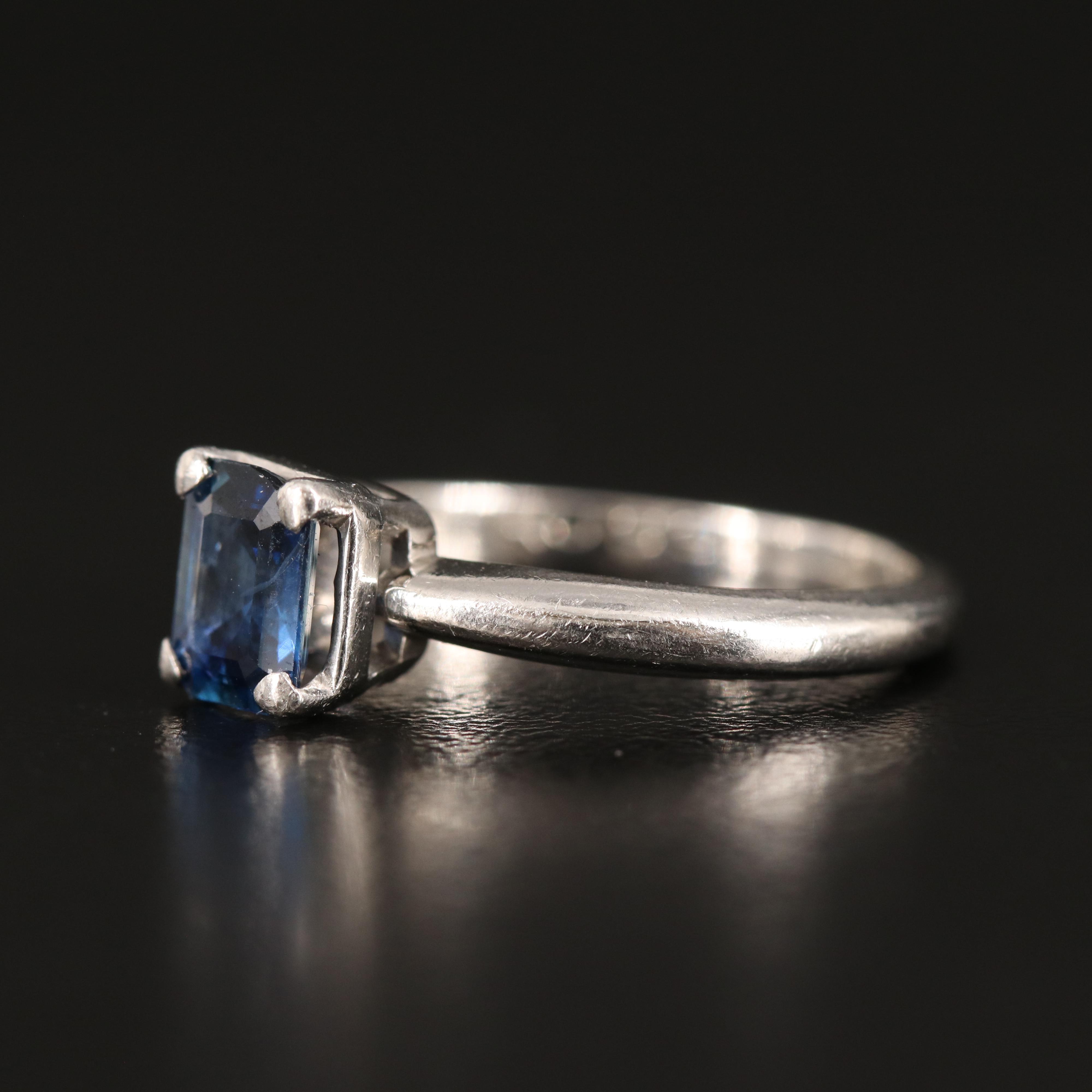 Platinum Sapphire Solitaire Ring