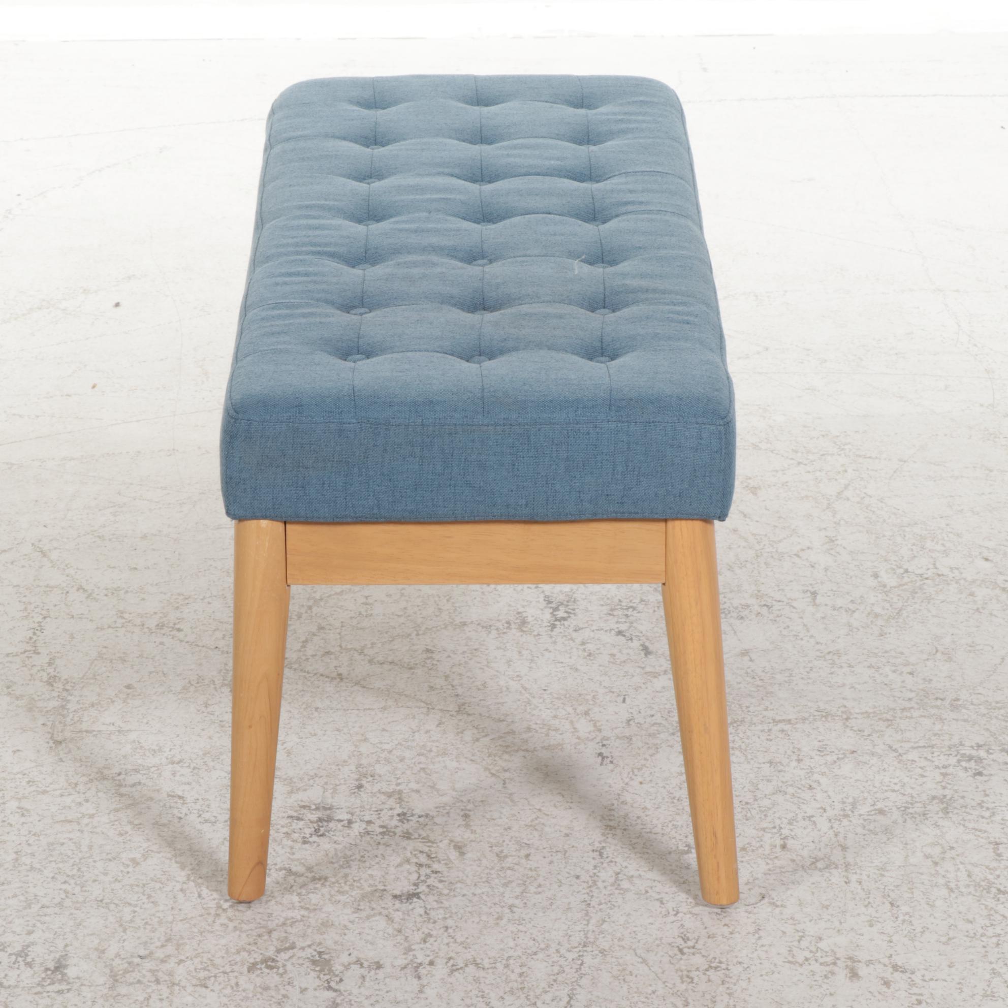 Noble House Scandinavian Modern Style Tufted Bench with Birch Legs