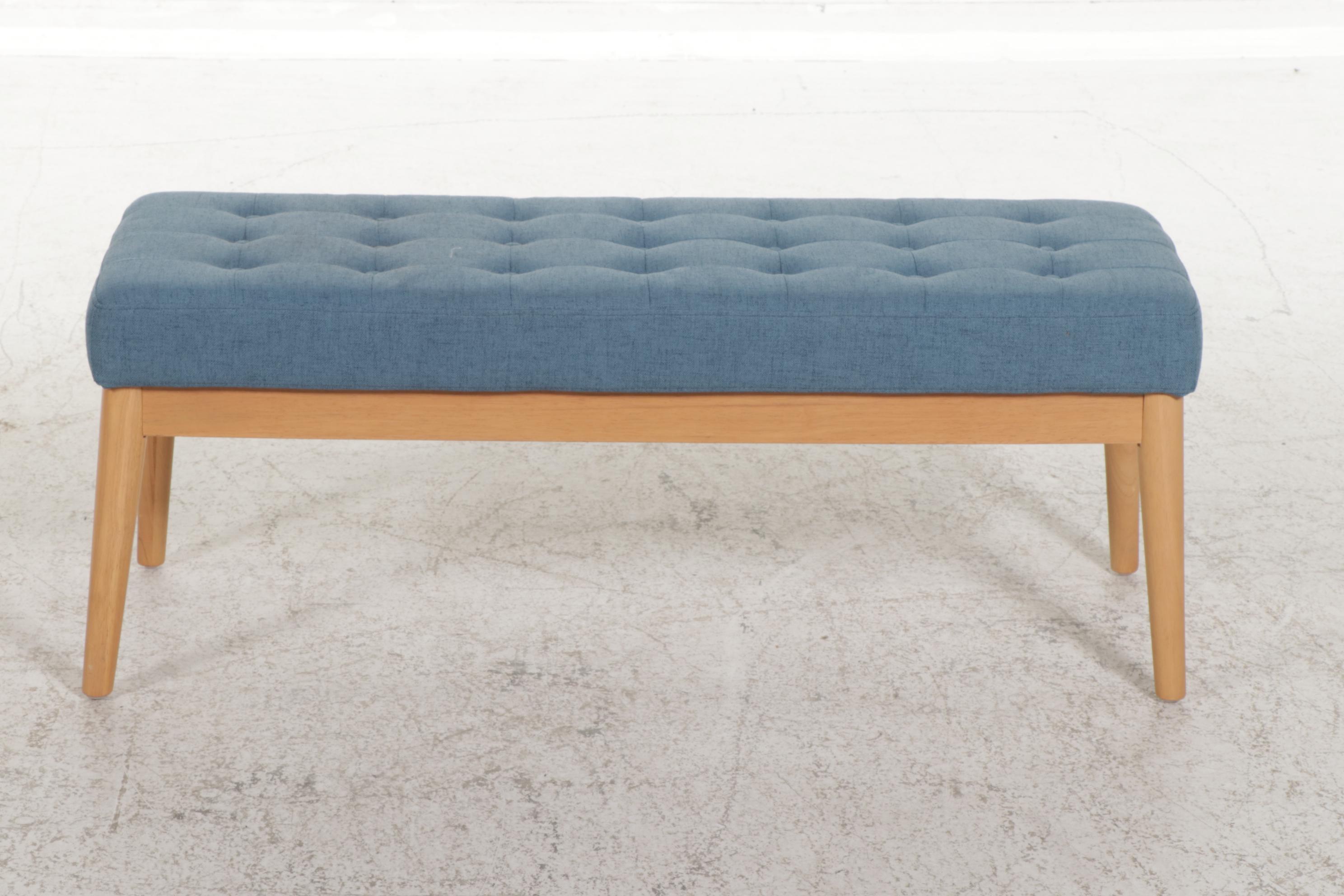 Noble House Scandinavian Modern Style Tufted Bench with Birch Legs