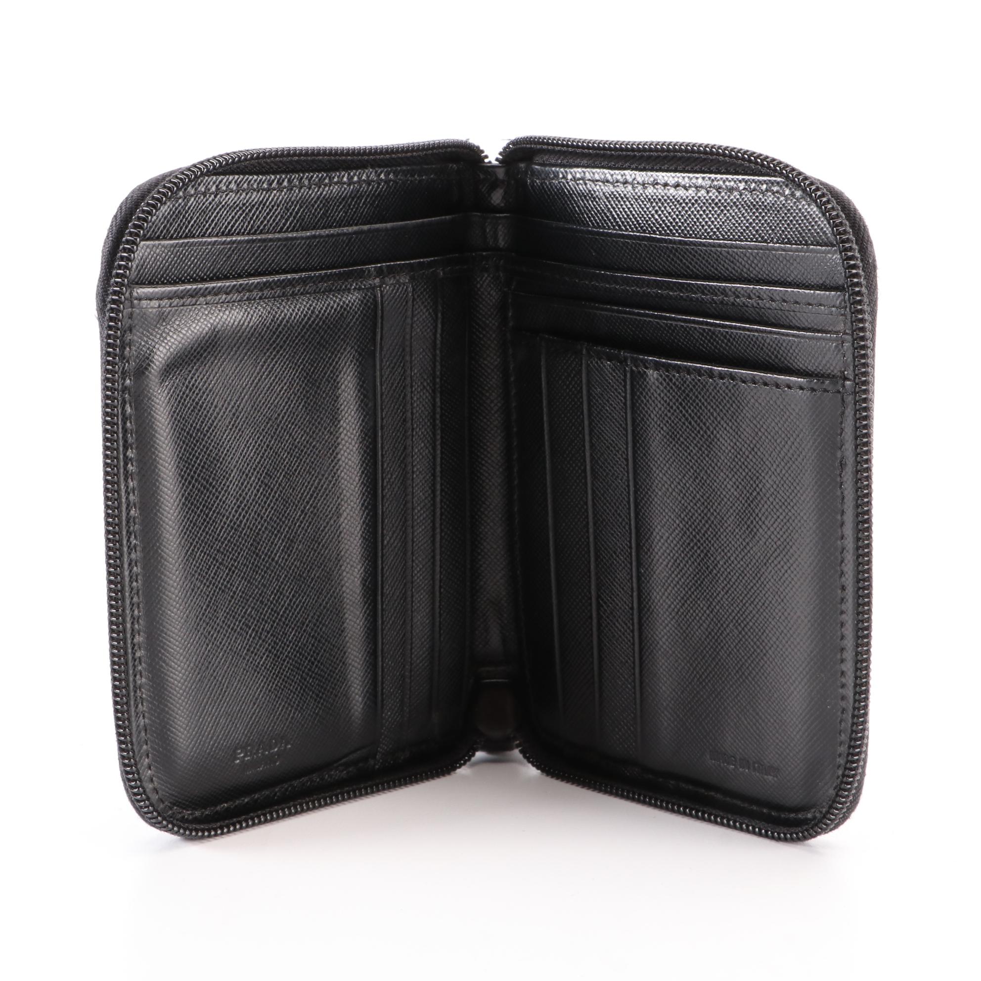 Prada Zip-Around Compact Wallet in Nylon