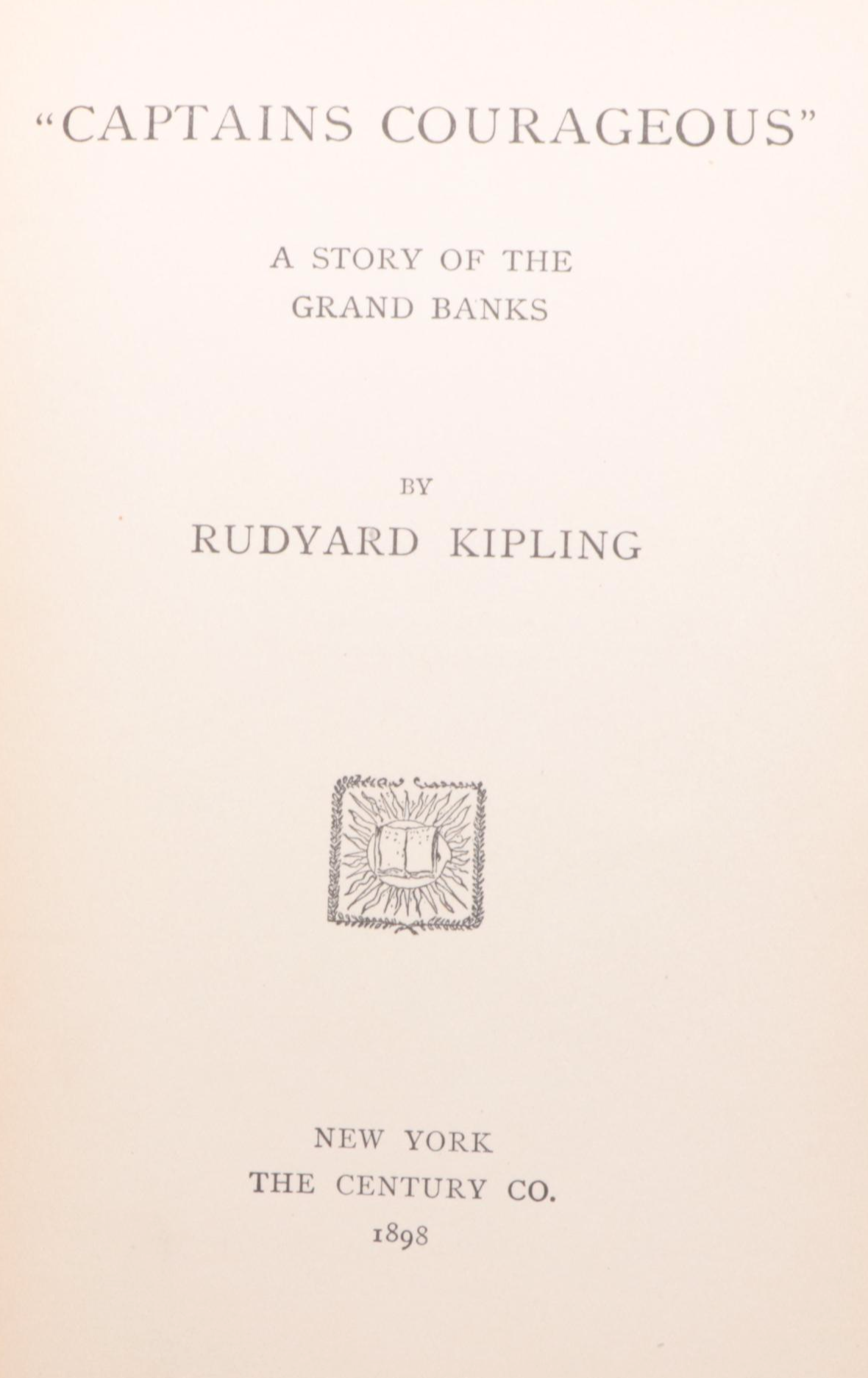 Second American Printing "Captains Courageous" by Rudyard Kipling, 1898