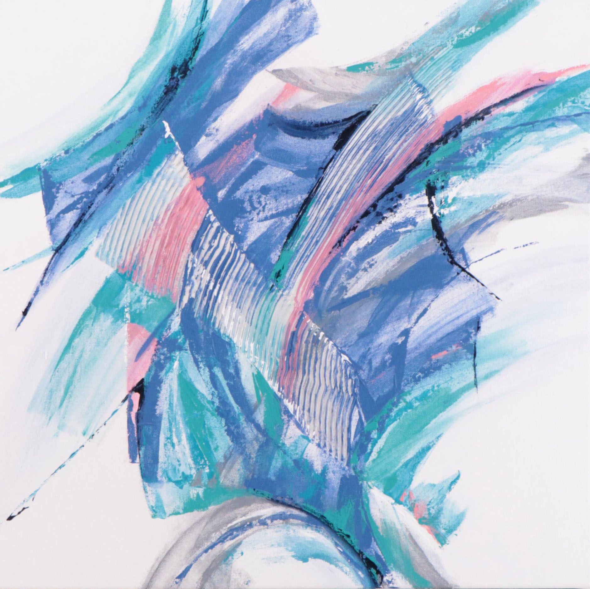 Deborah Bigeleisen Abstract Mixed Media Painting "Energy in Motion 3," 2022