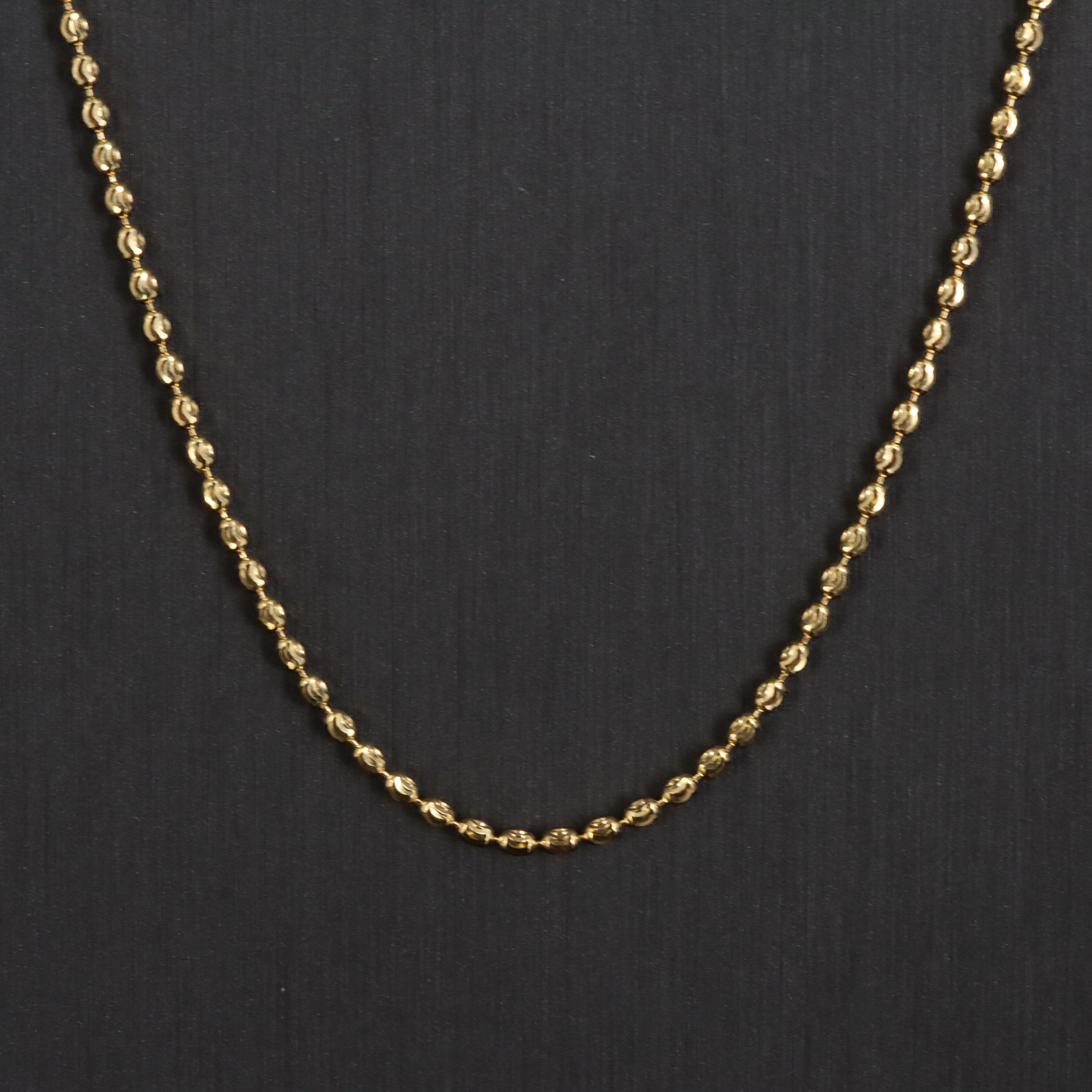 14K Diamond Cut Finish Bead Chain Necklace