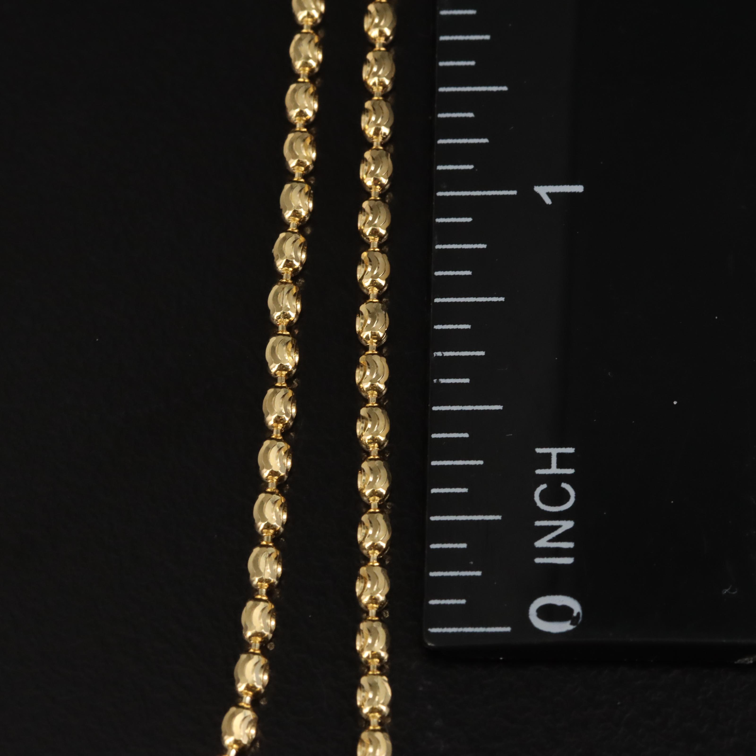 14K Diamond Cut Finish Bead Chain Necklace