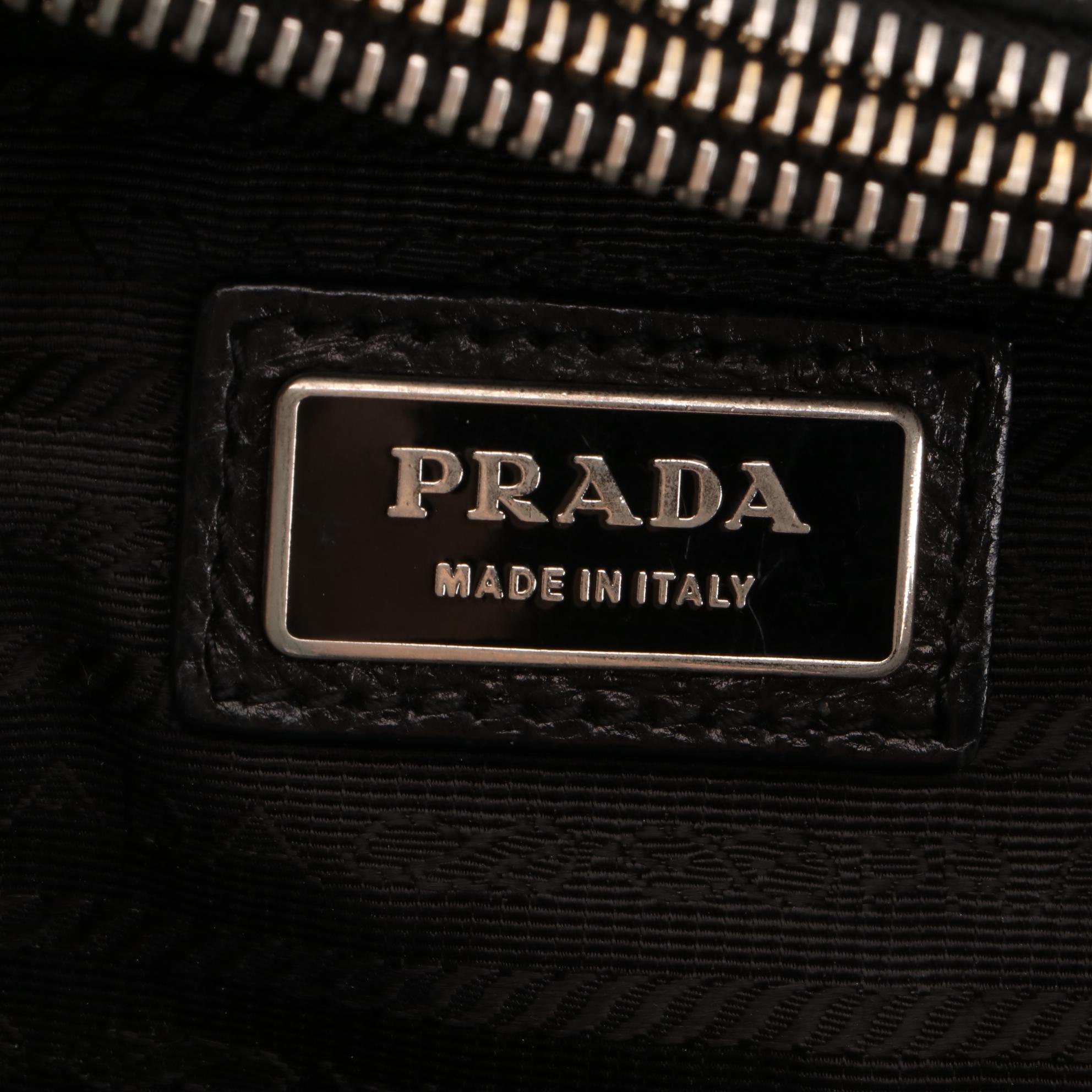 Prada Vitello Daino Satchel in Black Grained Leather