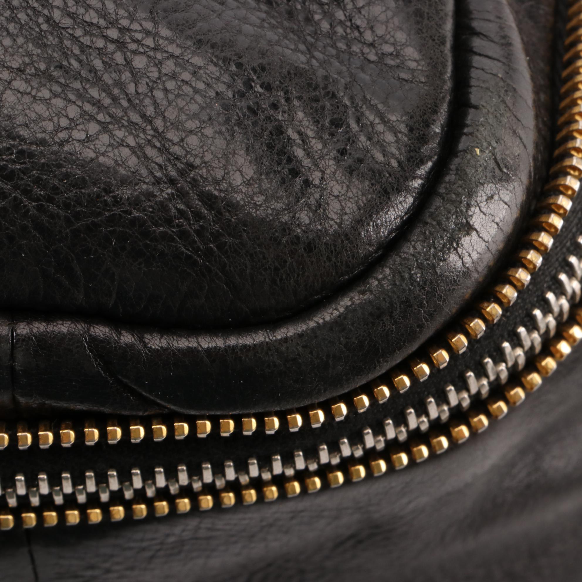 Prada Vitello Daino Satchel in Black Grained Leather