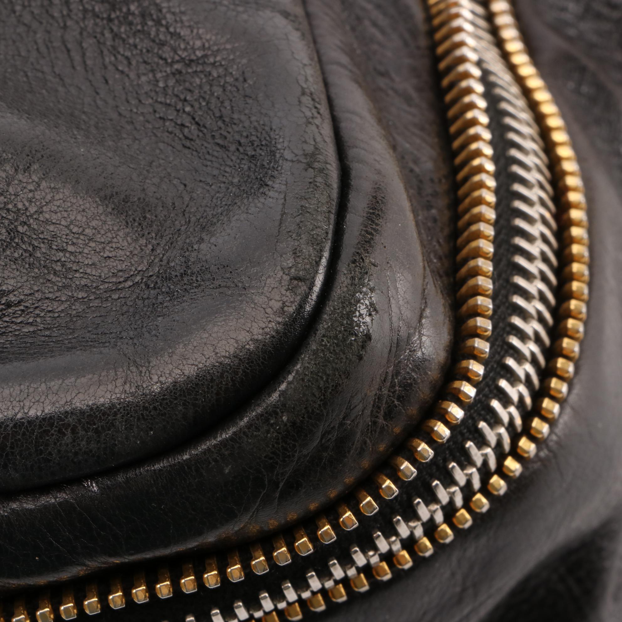 Prada Vitello Daino Satchel in Black Grained Leather