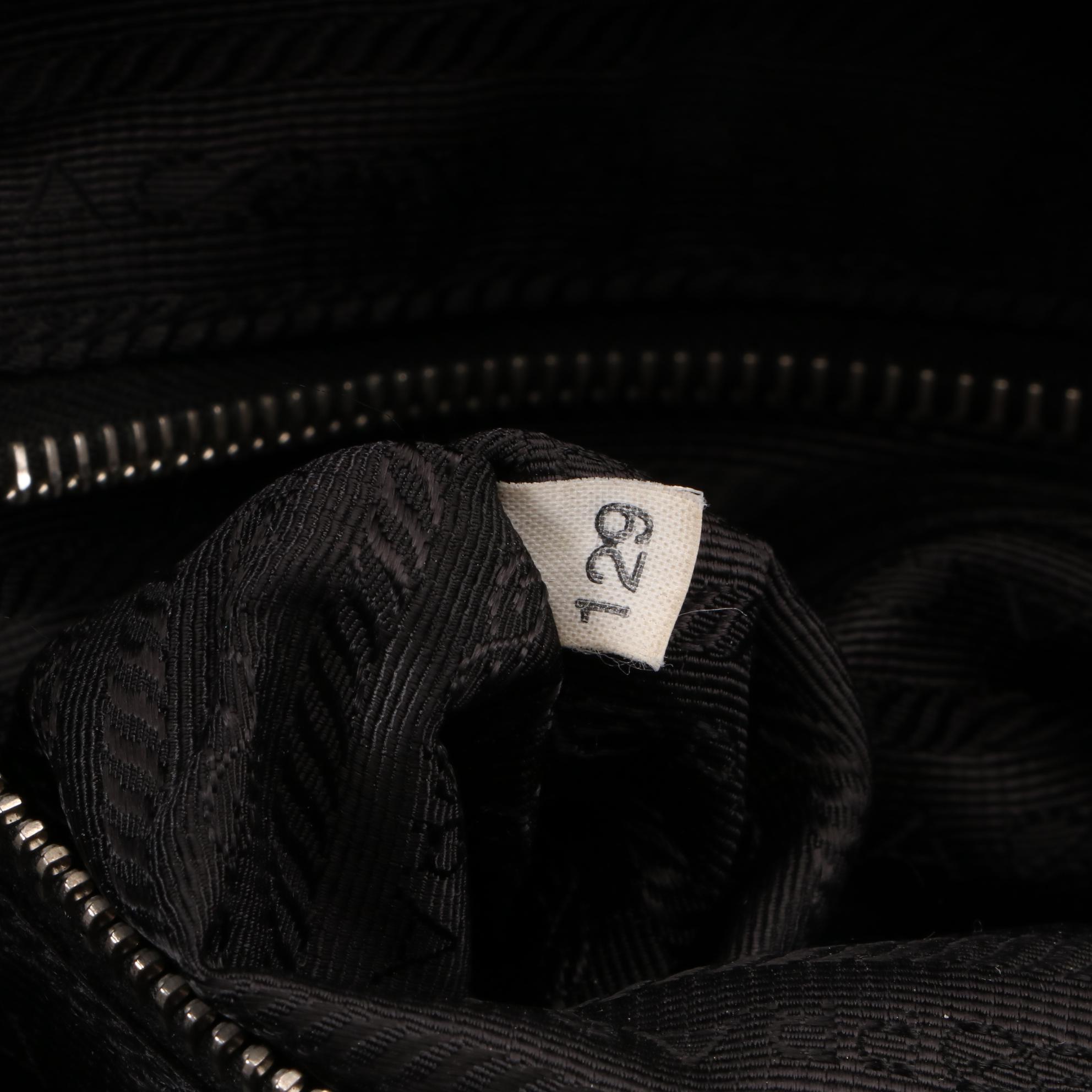 Prada Vitello Daino Satchel in Black Grained Leather