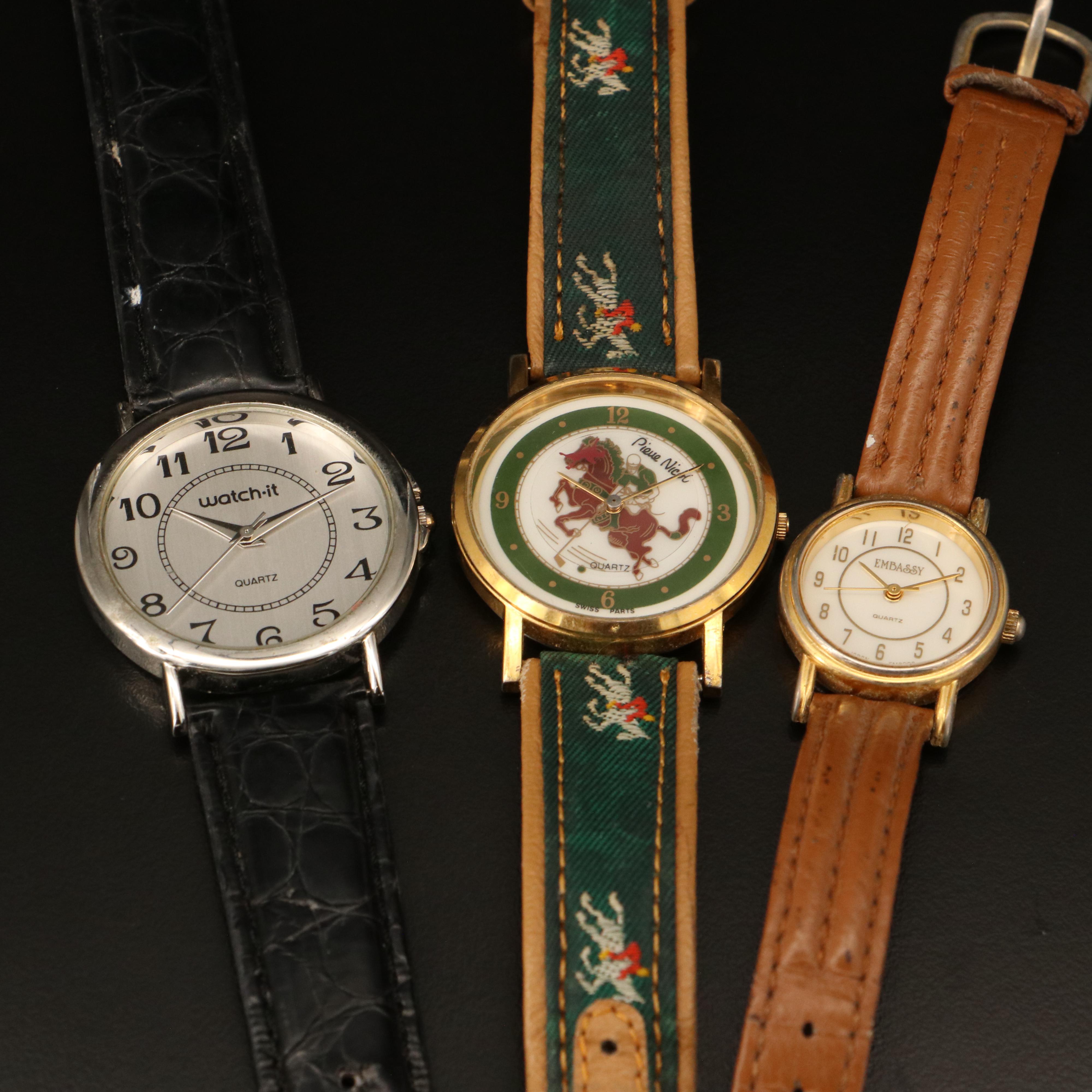 Collection of Five Quartz Fashion Watches and Four Watch Bracelets