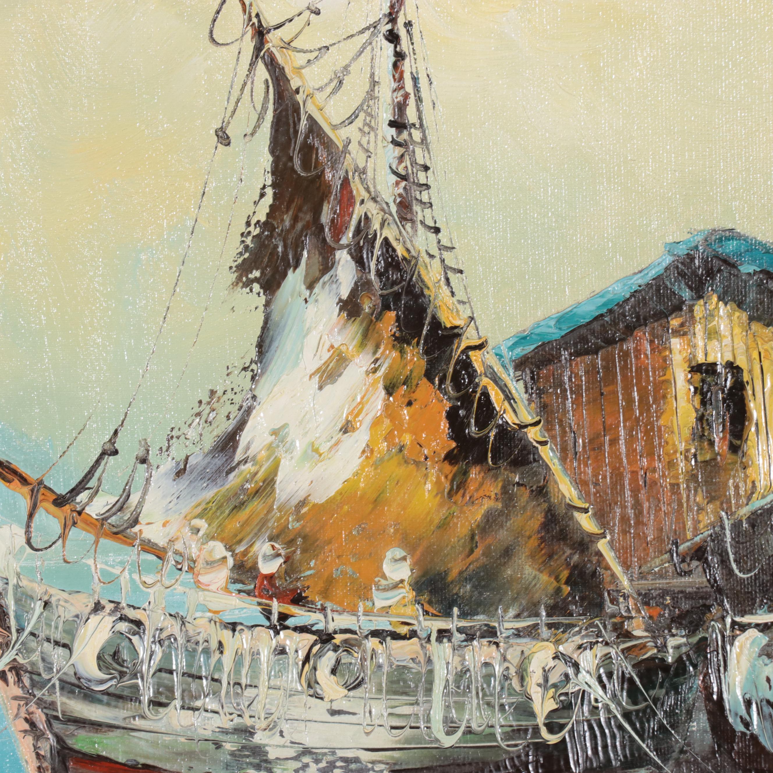 Harbor Scene Oil Painting