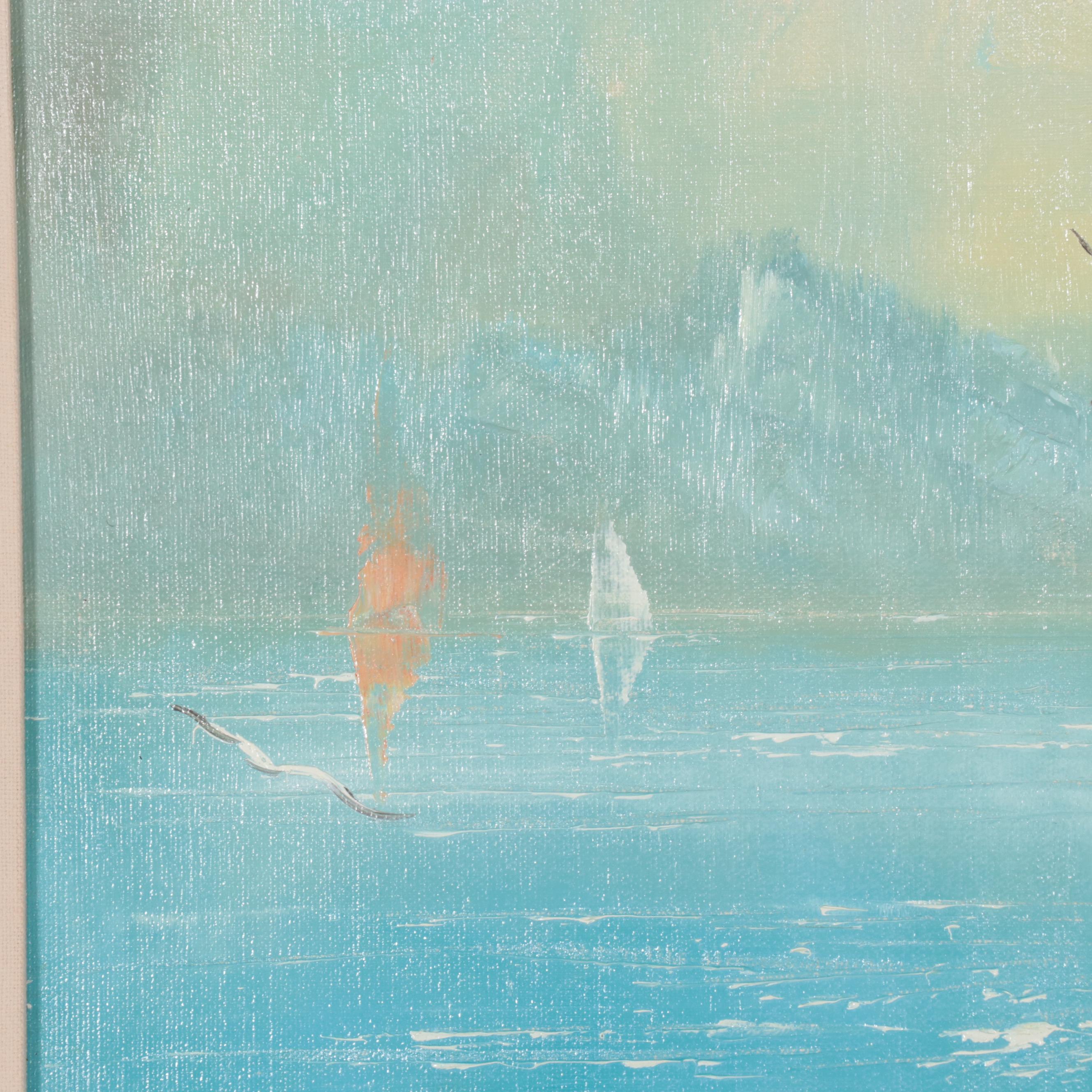 Harbor Scene Oil Painting