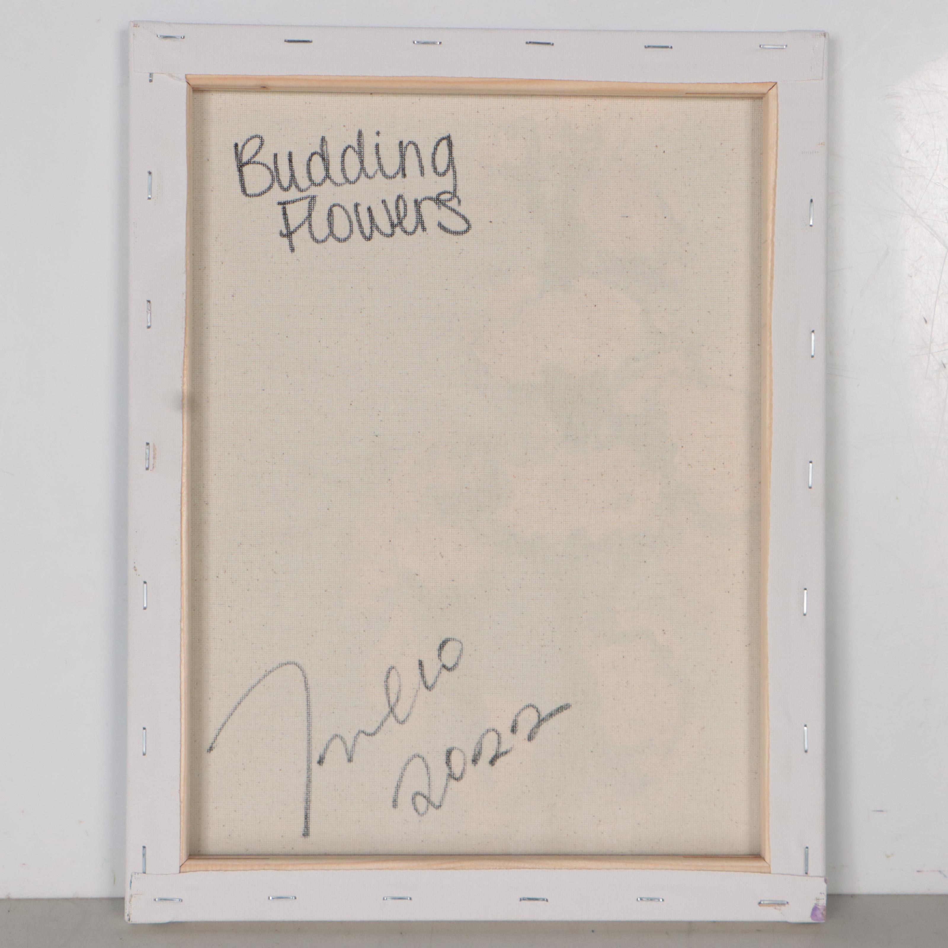 Jose Trujillo Oil Painting "Budding Flowers," 2022