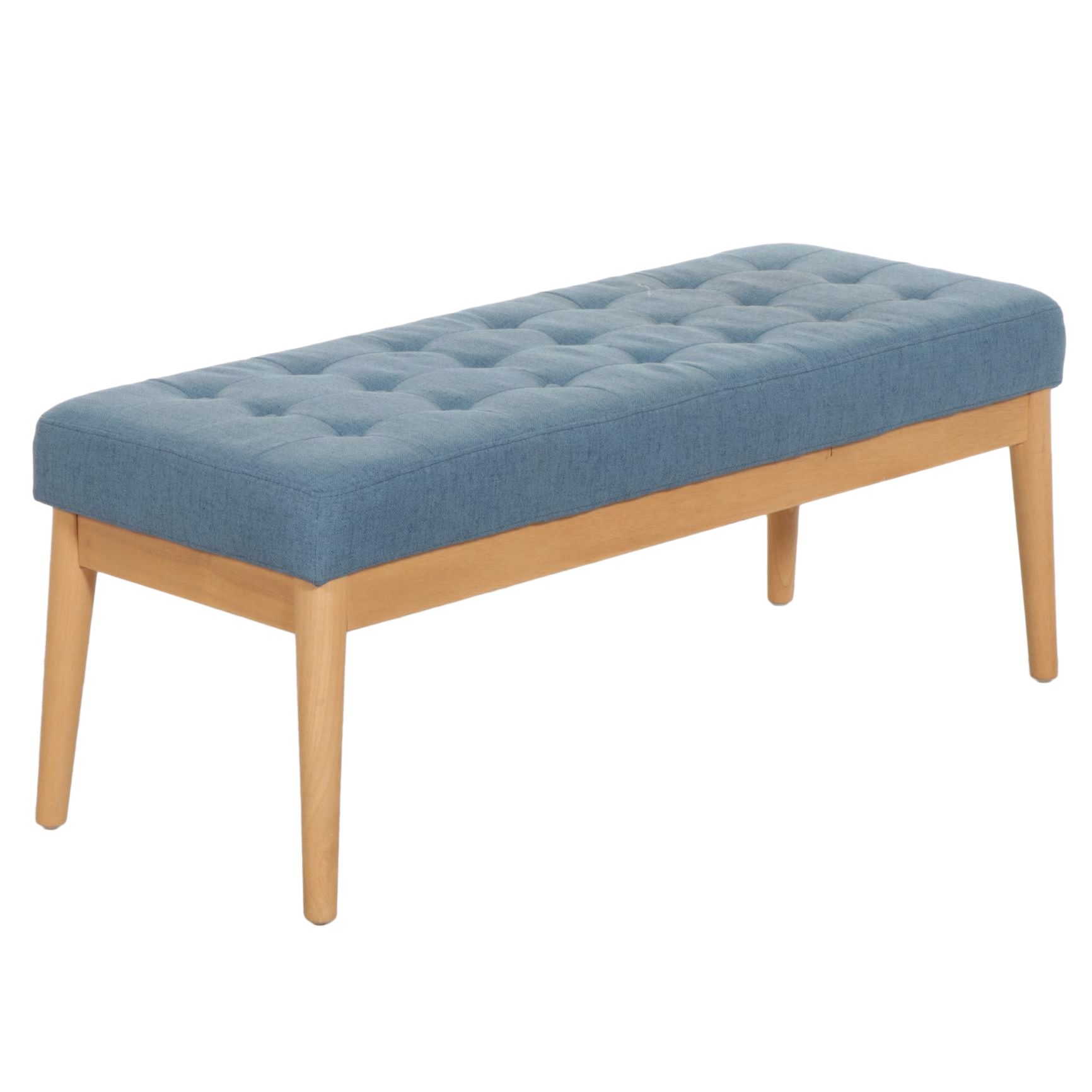 Noble House Scandinavian Modern Style Tufted Bench with Birch Legs