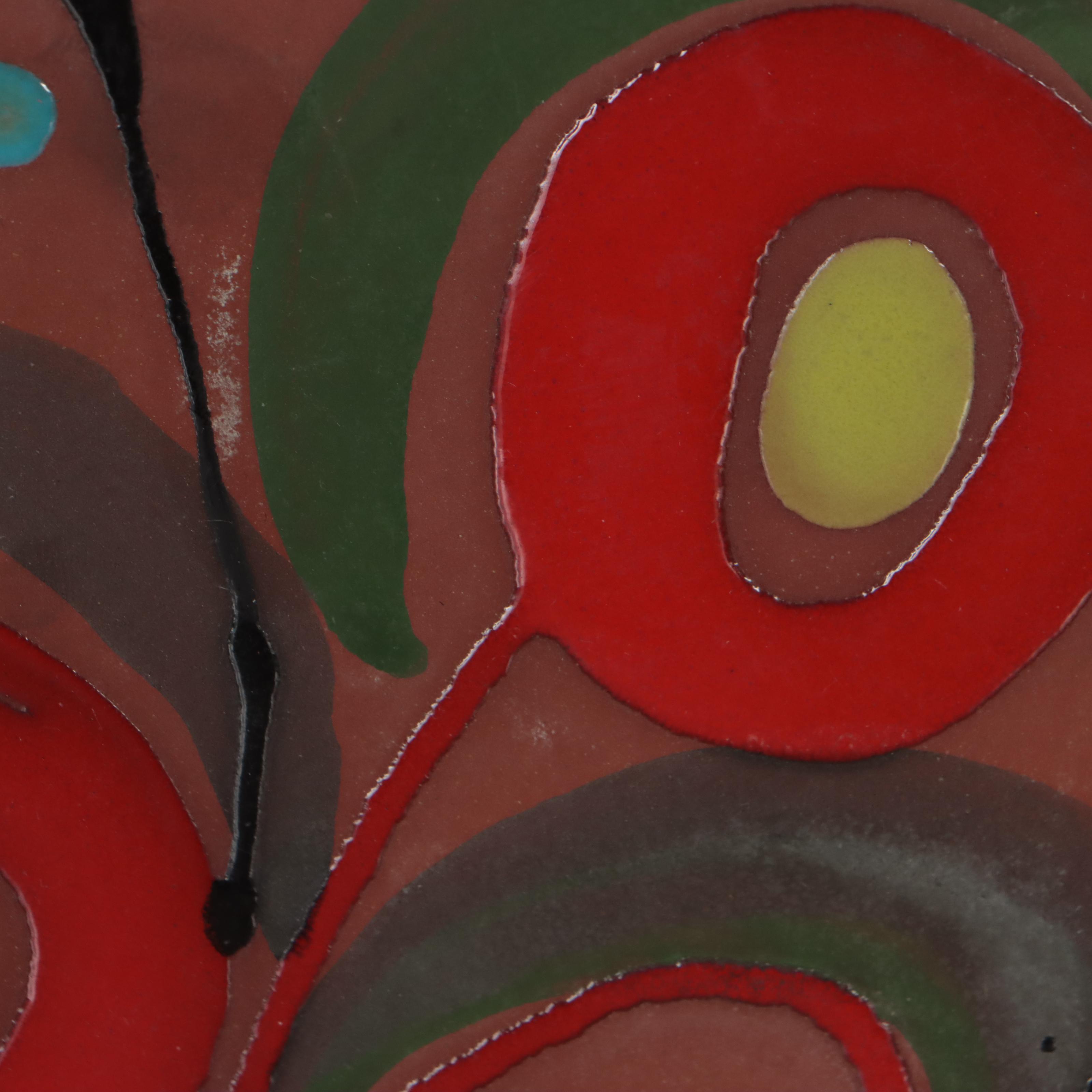 Jean-Claude de Vendegies Abstract Enamel Painting on Tile, 1977