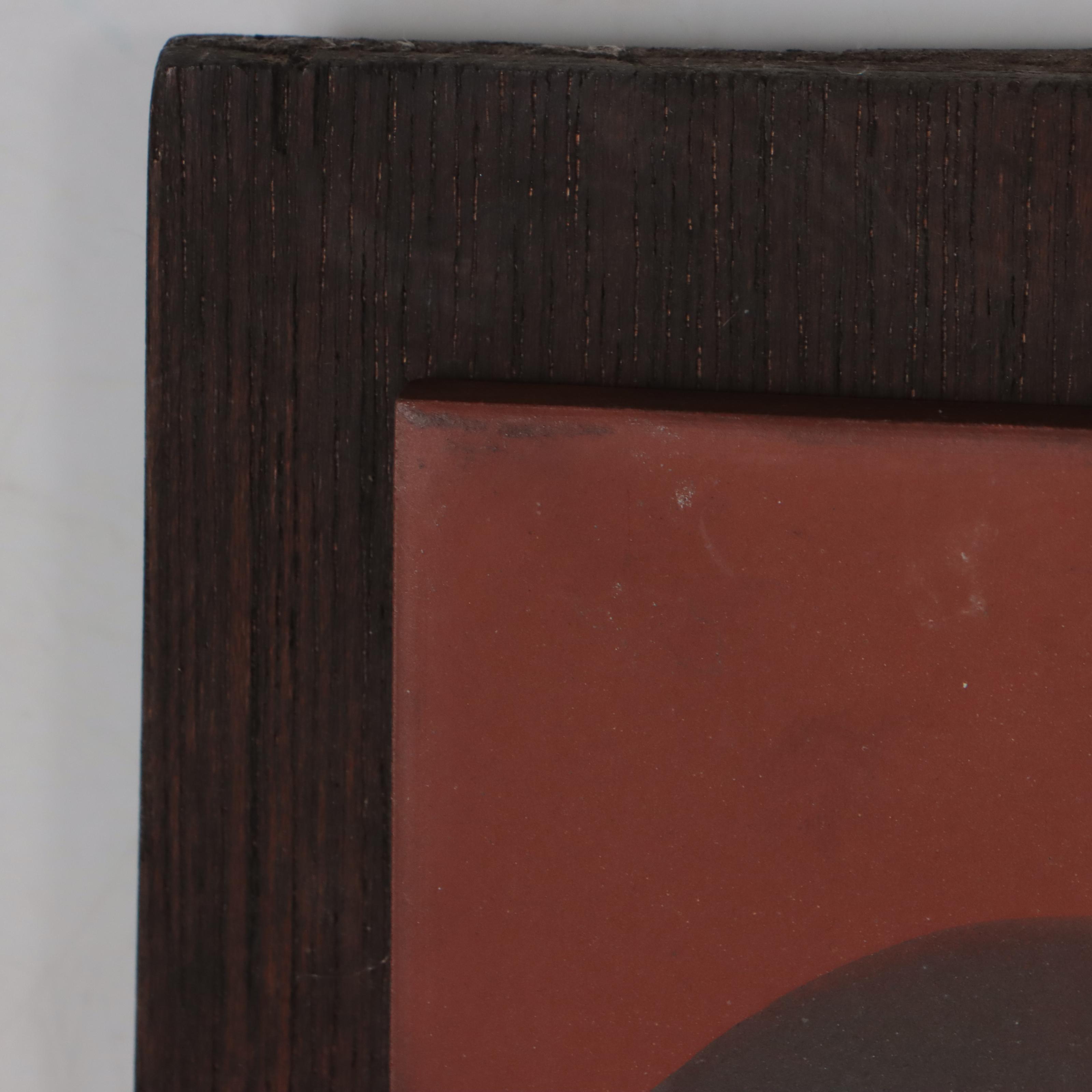 Jean-Claude de Vendegies Abstract Enamel Painting on Tile, 1977