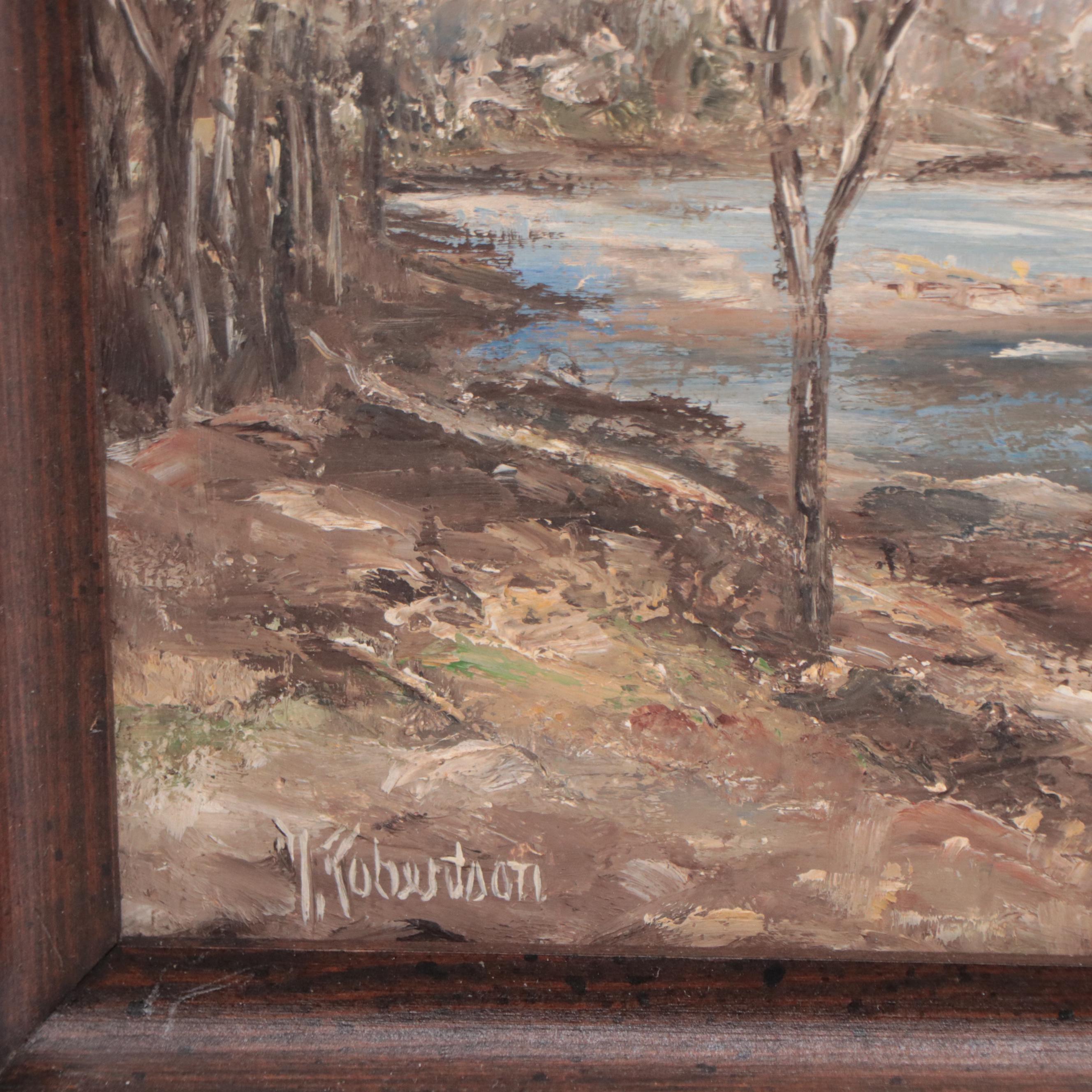 Landscape Oil Painting of Forest Pond