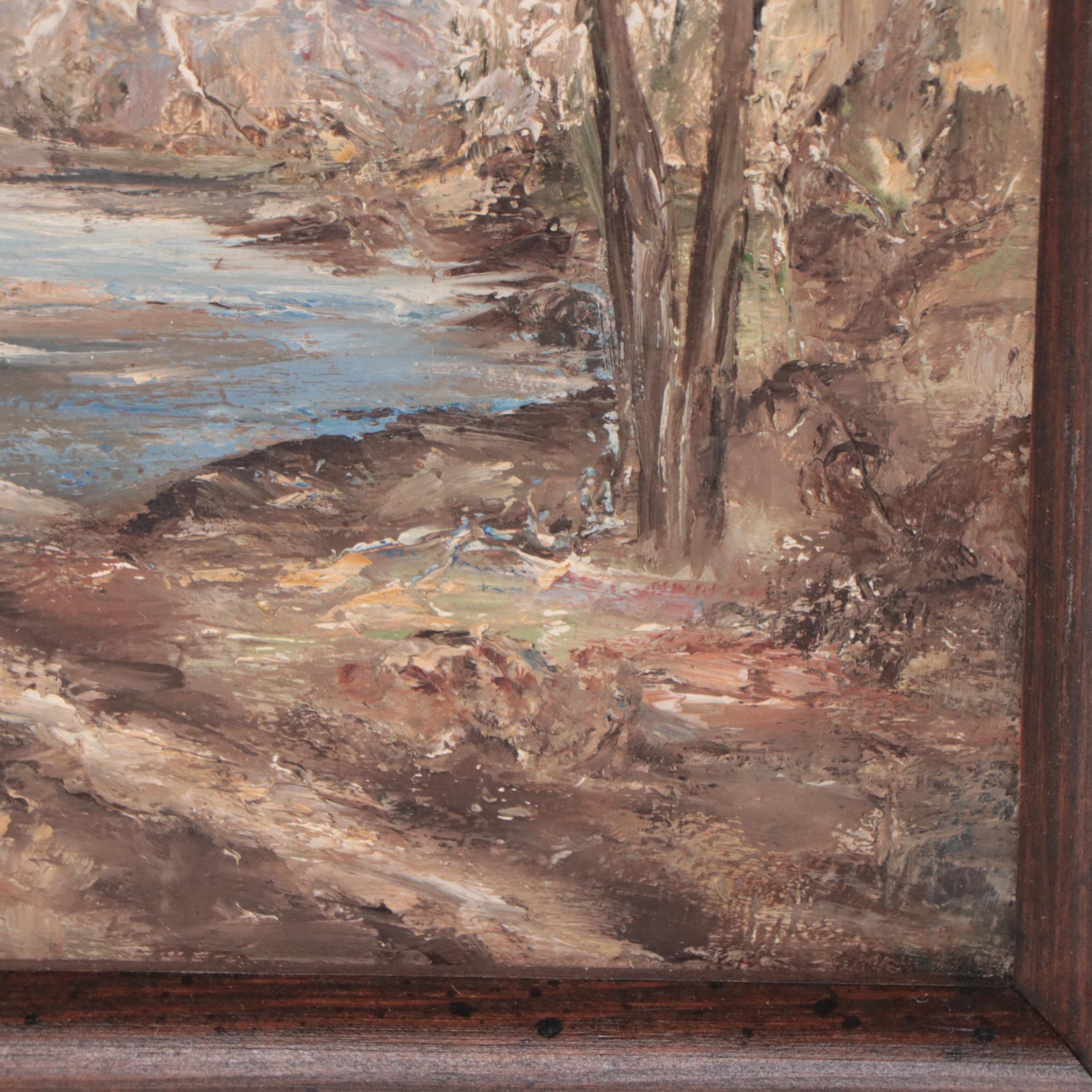 Landscape Oil Painting of Forest Pond