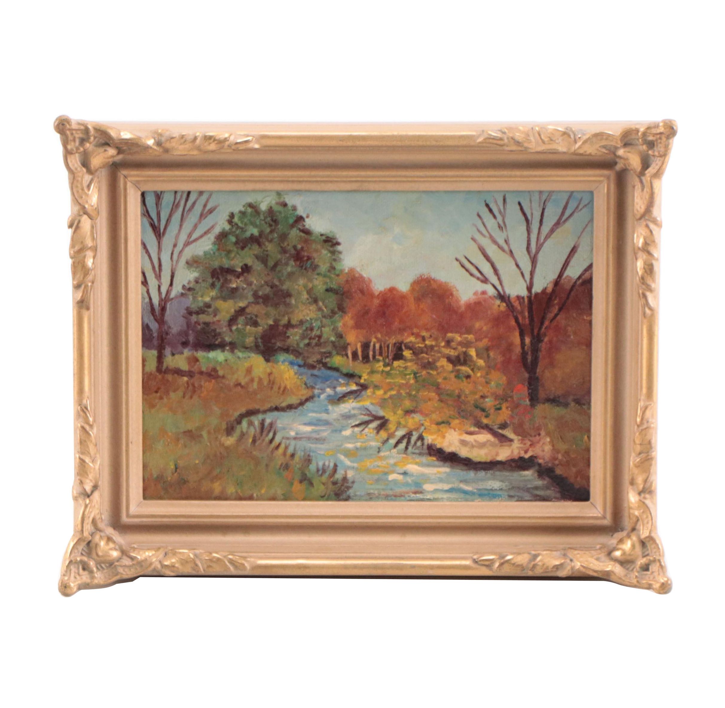Oil Painting of River Landscape