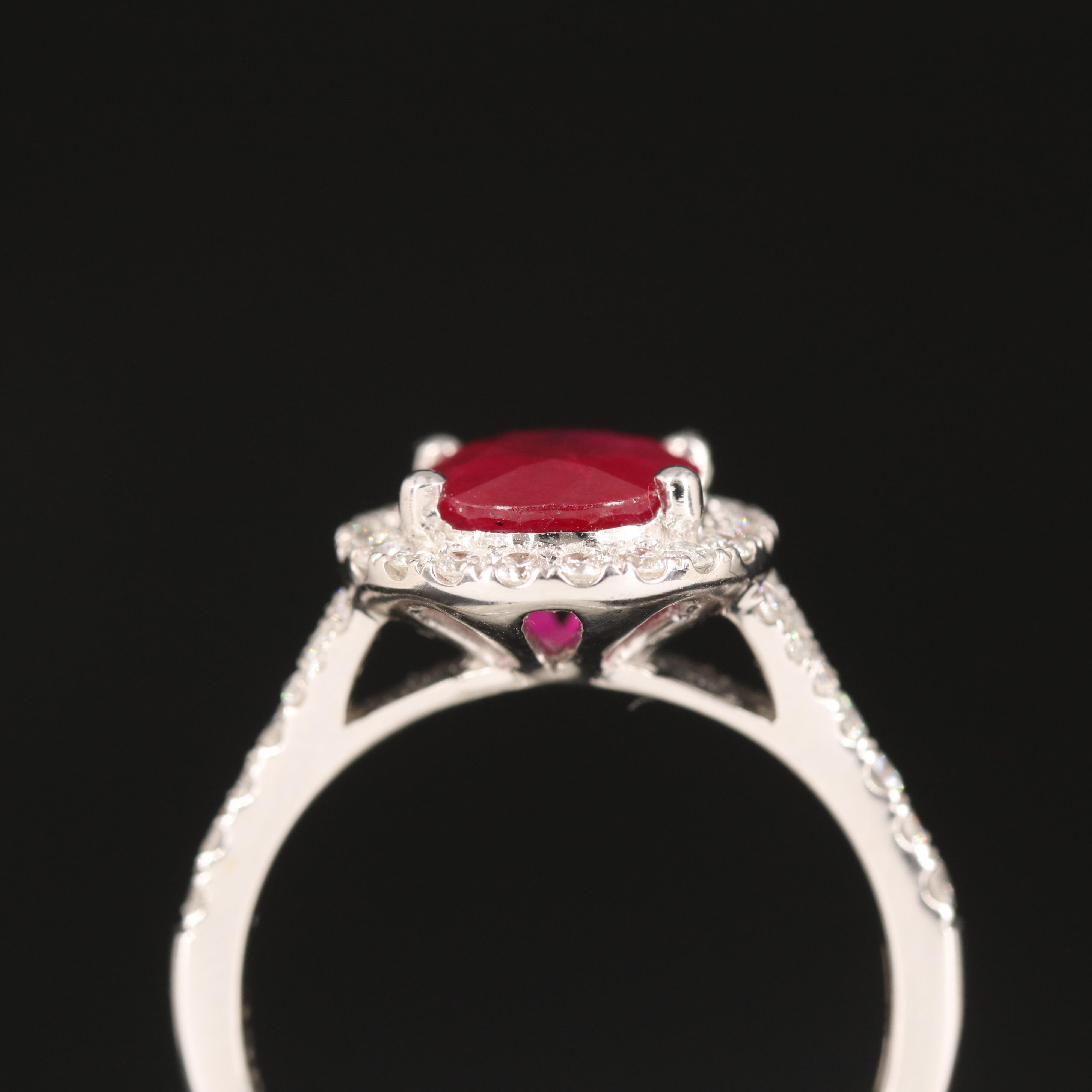 EFFY 14K 2.11 CT Ruby Ring with Diamond Halo with Branded Box