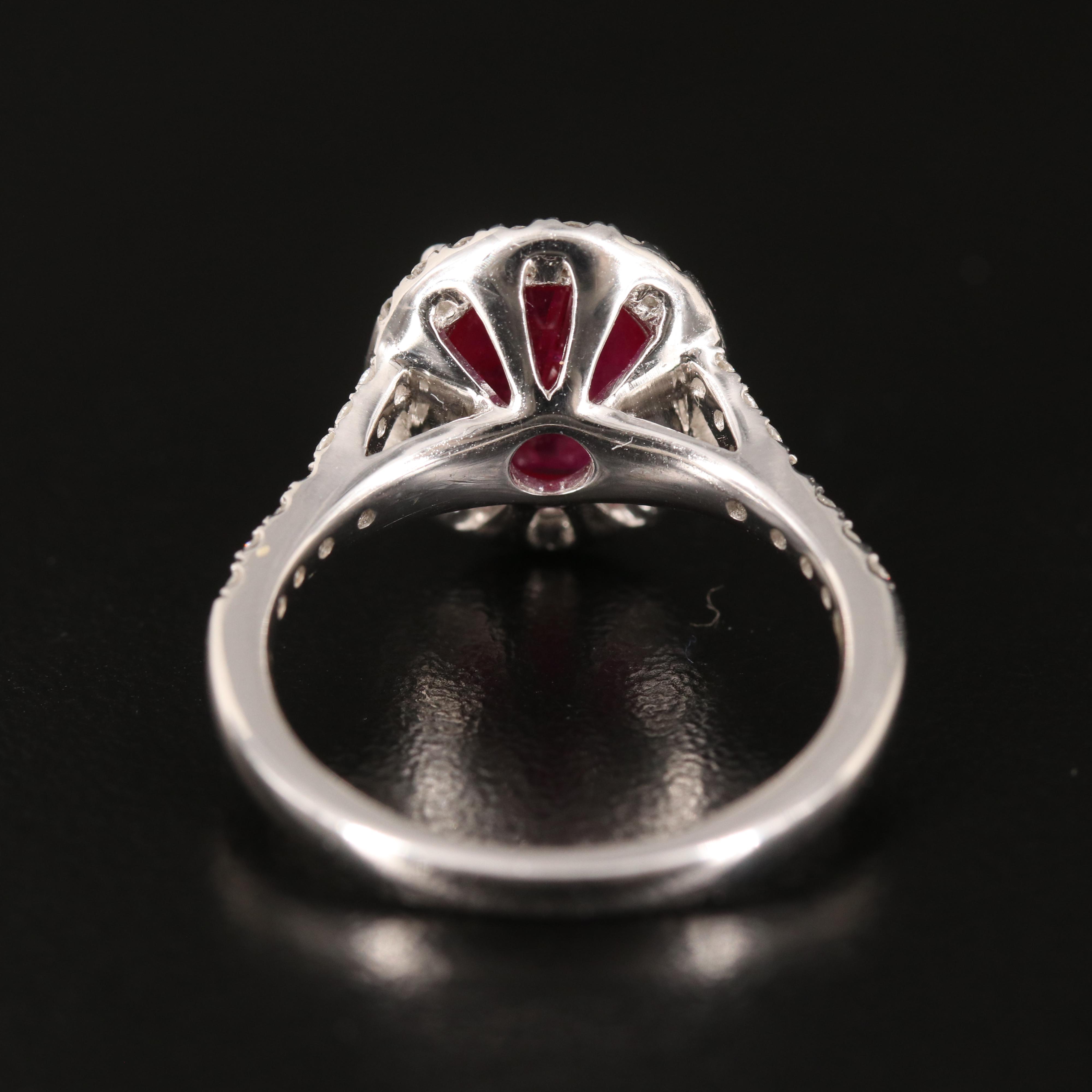 EFFY 14K 2.11 CT Ruby Ring with Diamond Halo with Branded Box
