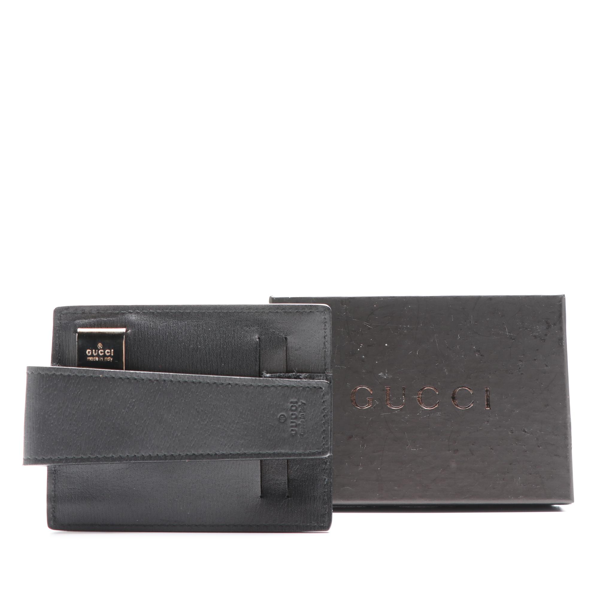 Gucci Clip-On Belt Wallet in Black Grained Leather with Box