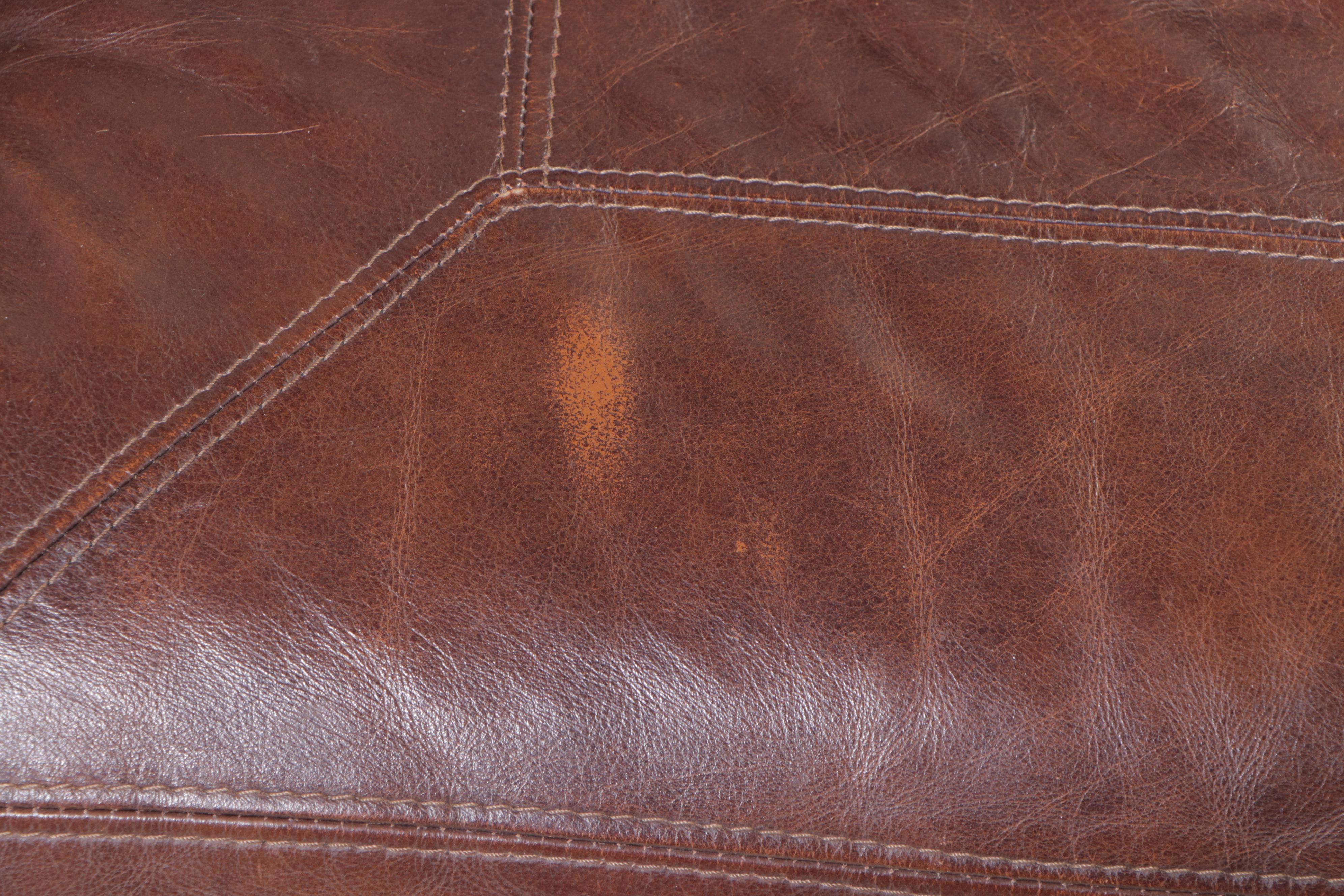 Ashley Furniture Brown Leather Roll-Arm Sofa