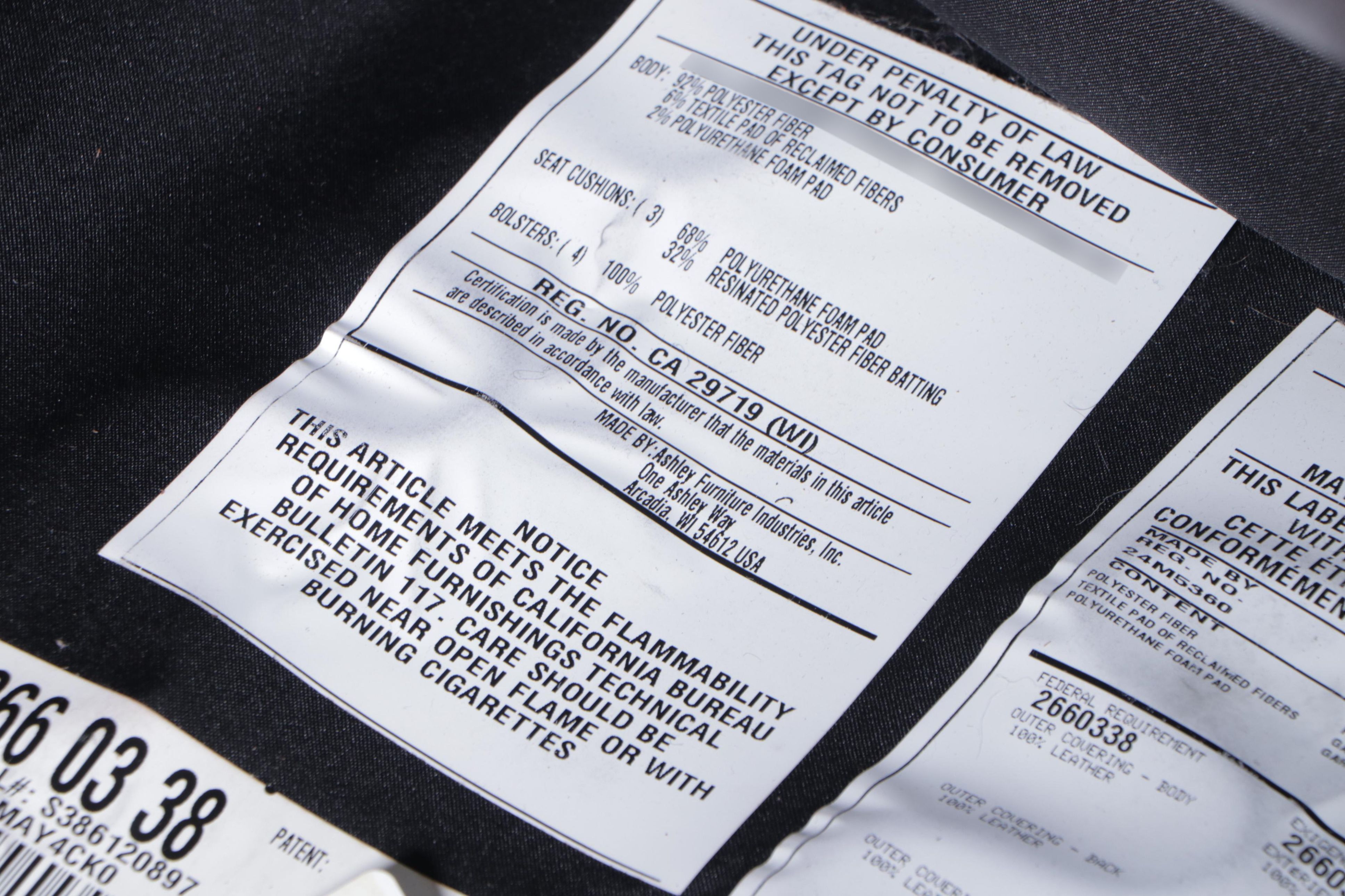 Ashley Furniture Brown Leather Roll-Arm Sofa