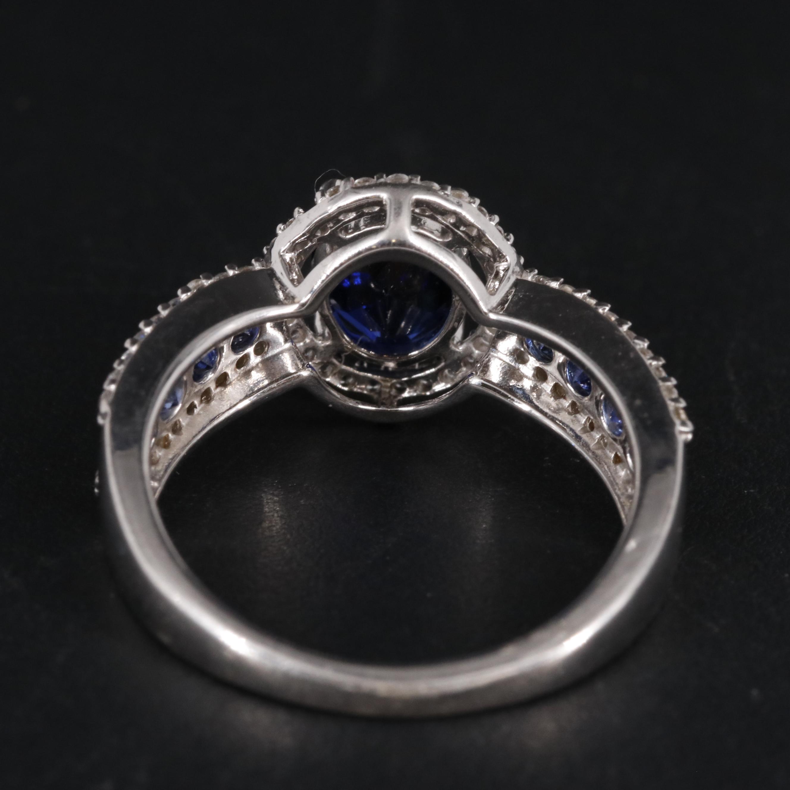 Sterling Silver Sapphire Halo Ring