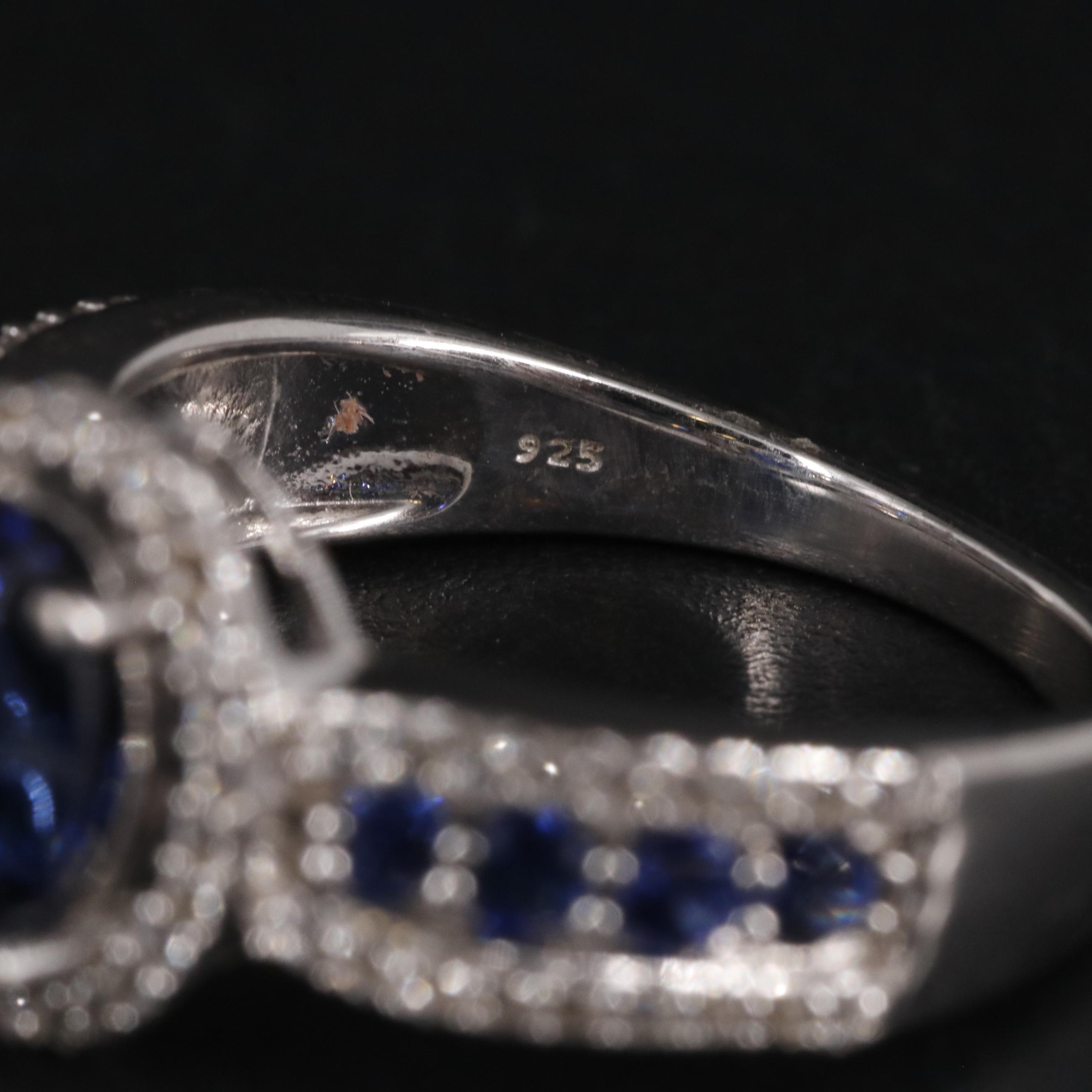 Sterling Silver Sapphire Halo Ring