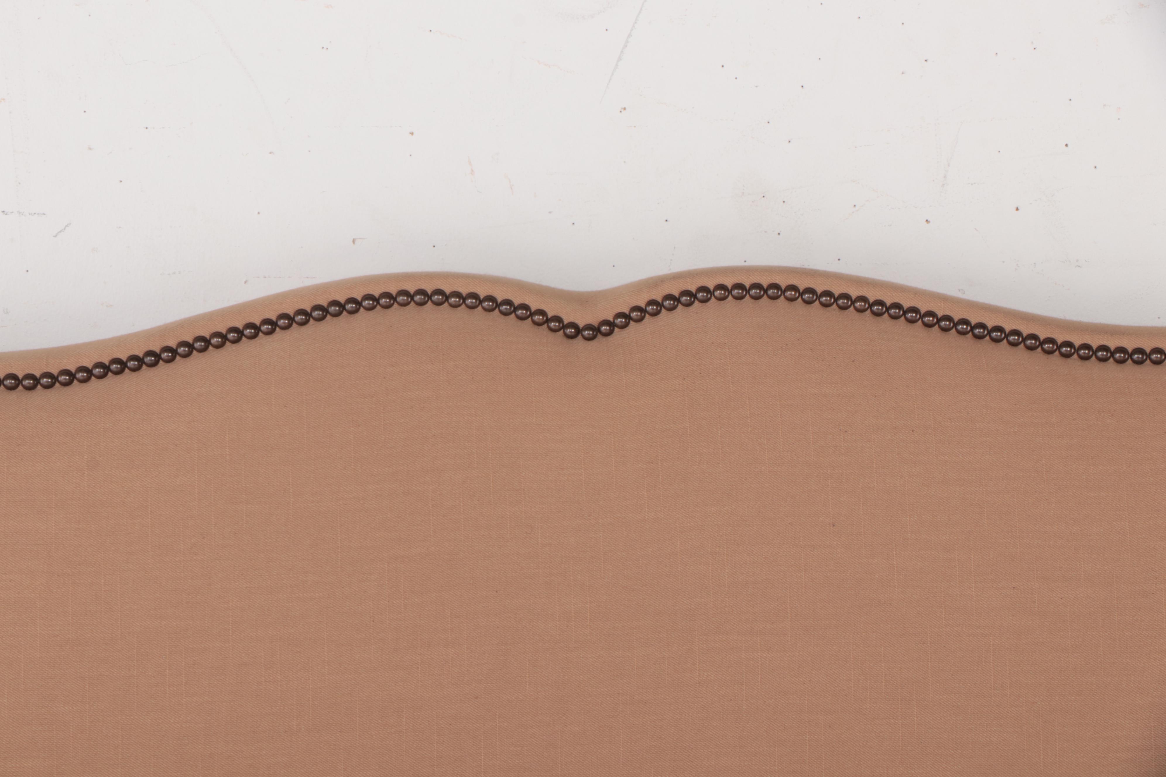 Contemporary Upholstered King Size Bed Frame with Nailheads